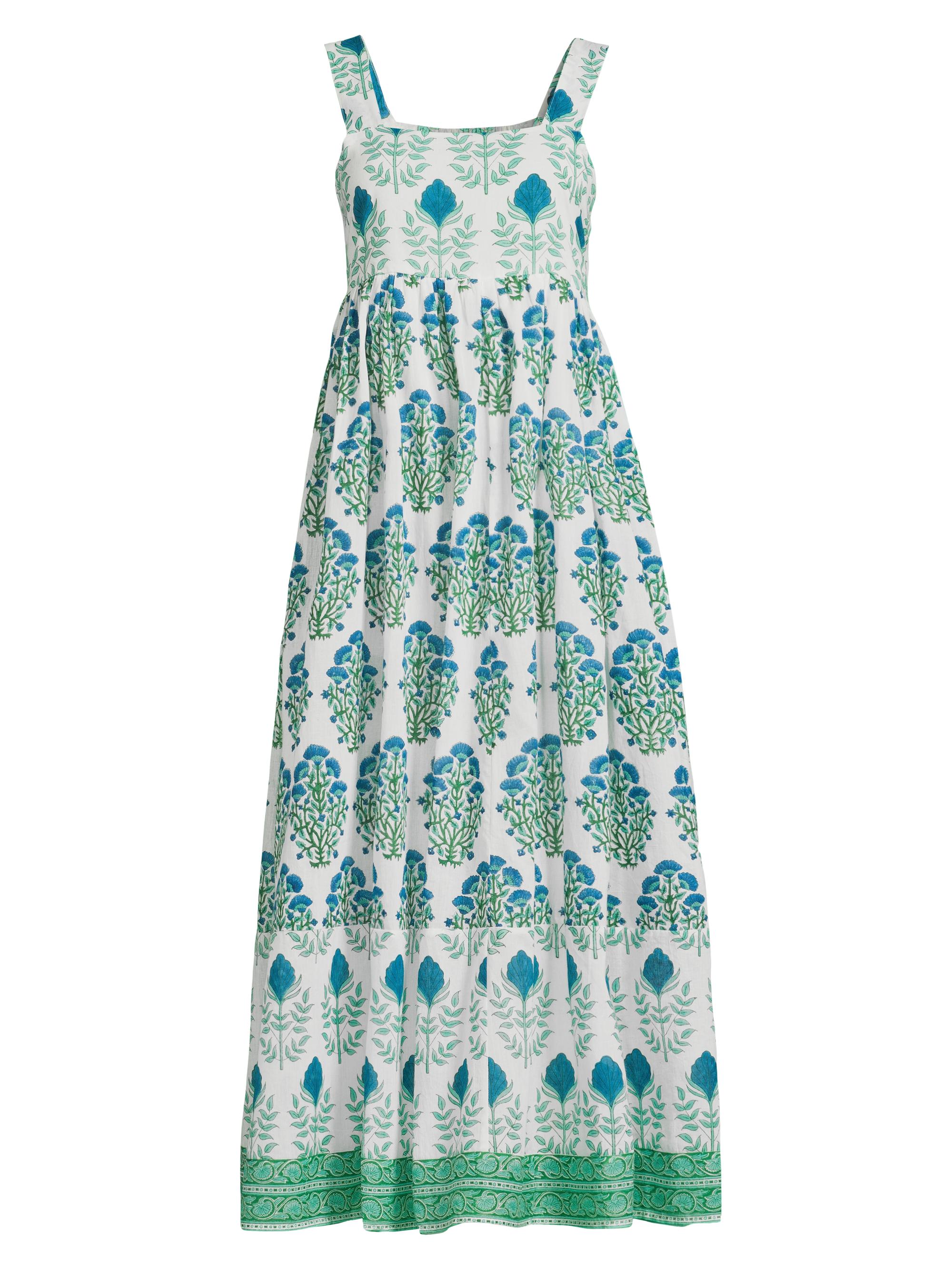 Ro's Garden Women's Lily Floral Cotton Midi-Dress - Raha Blue