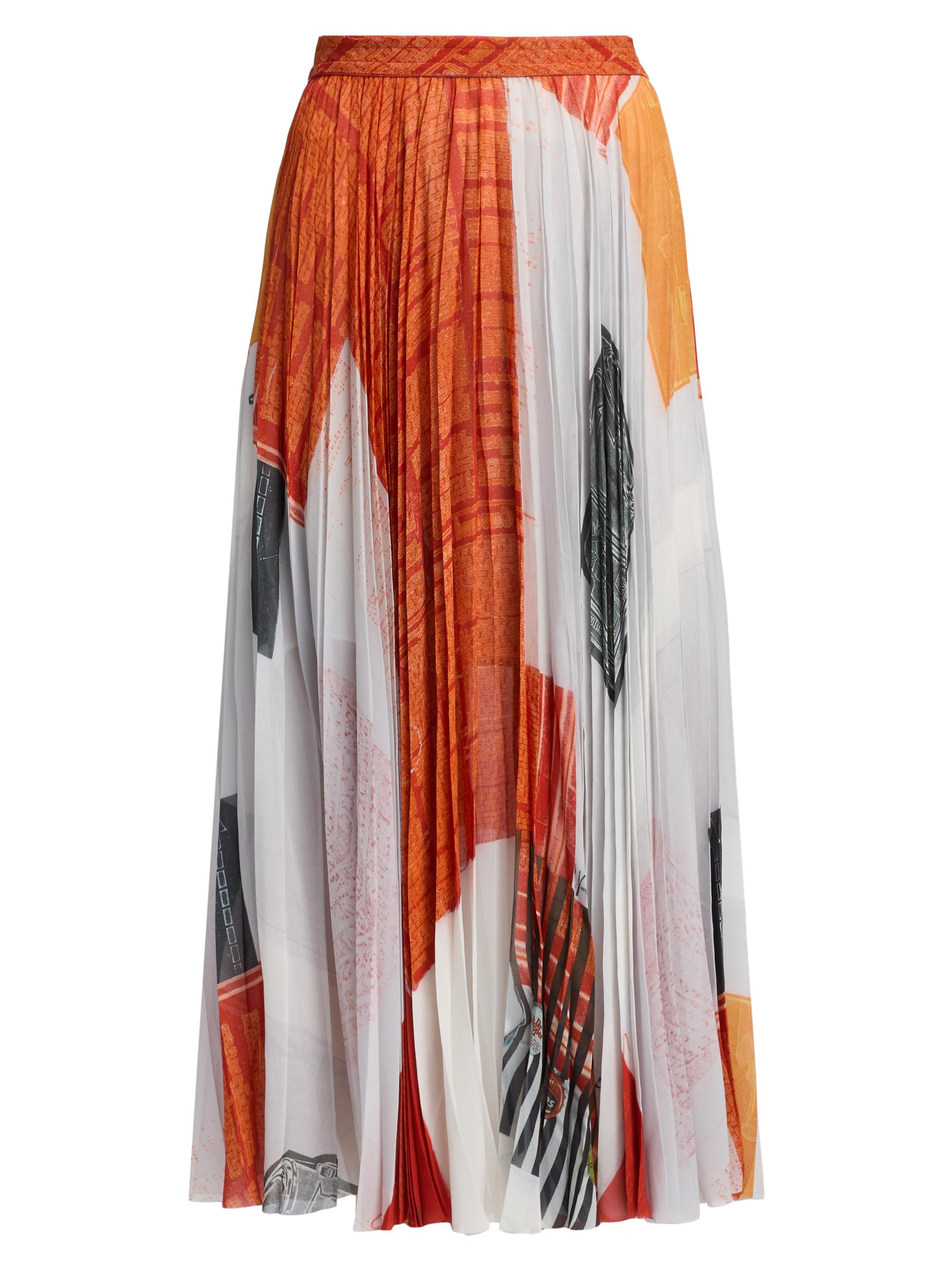 Jason Wu Collection Women's Cat Paws Chiffon Pleated Skirt - Red Multi