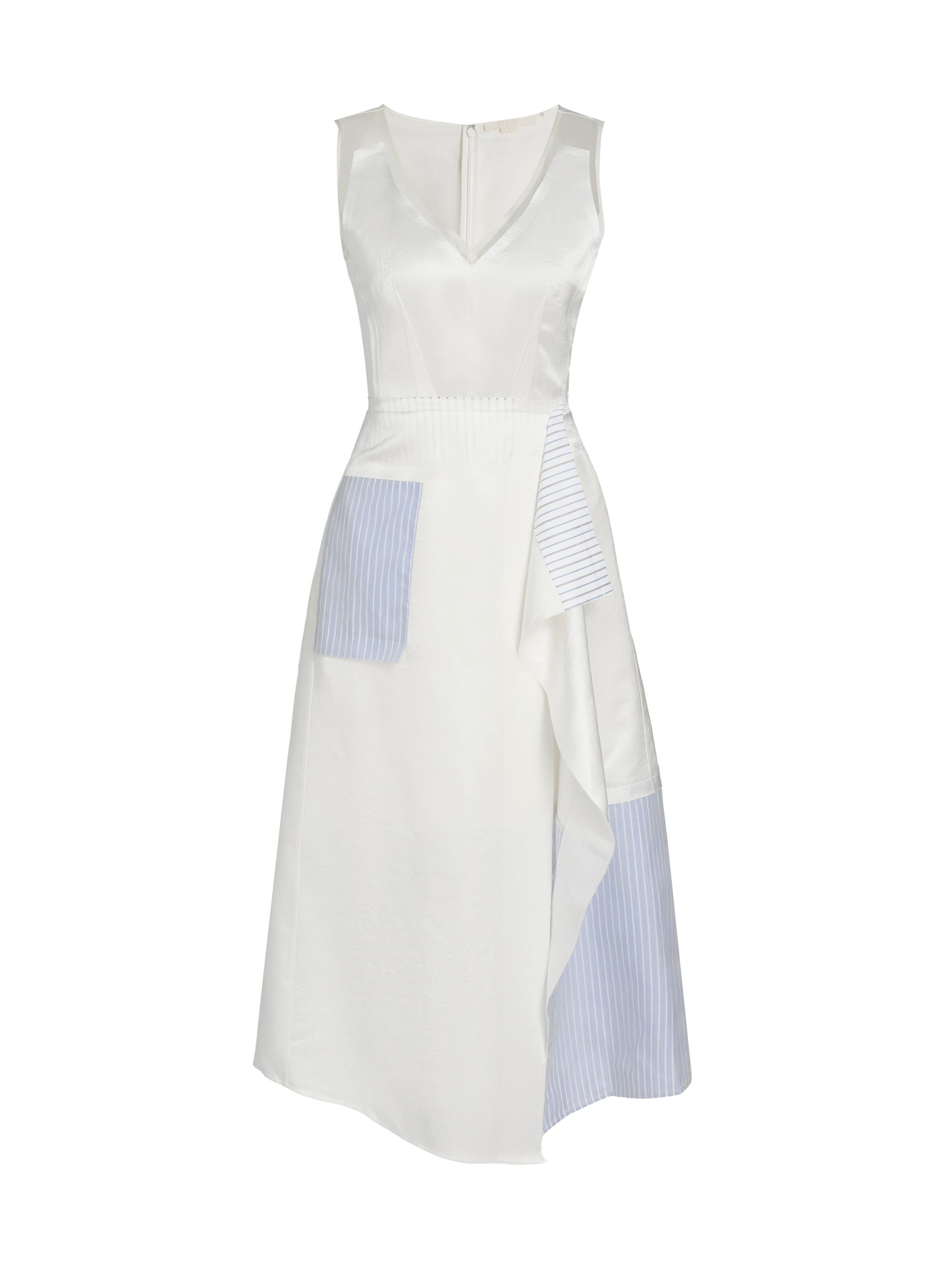 Jason Wu Collection Women's Striped Collage Draped Midi-Dress - White