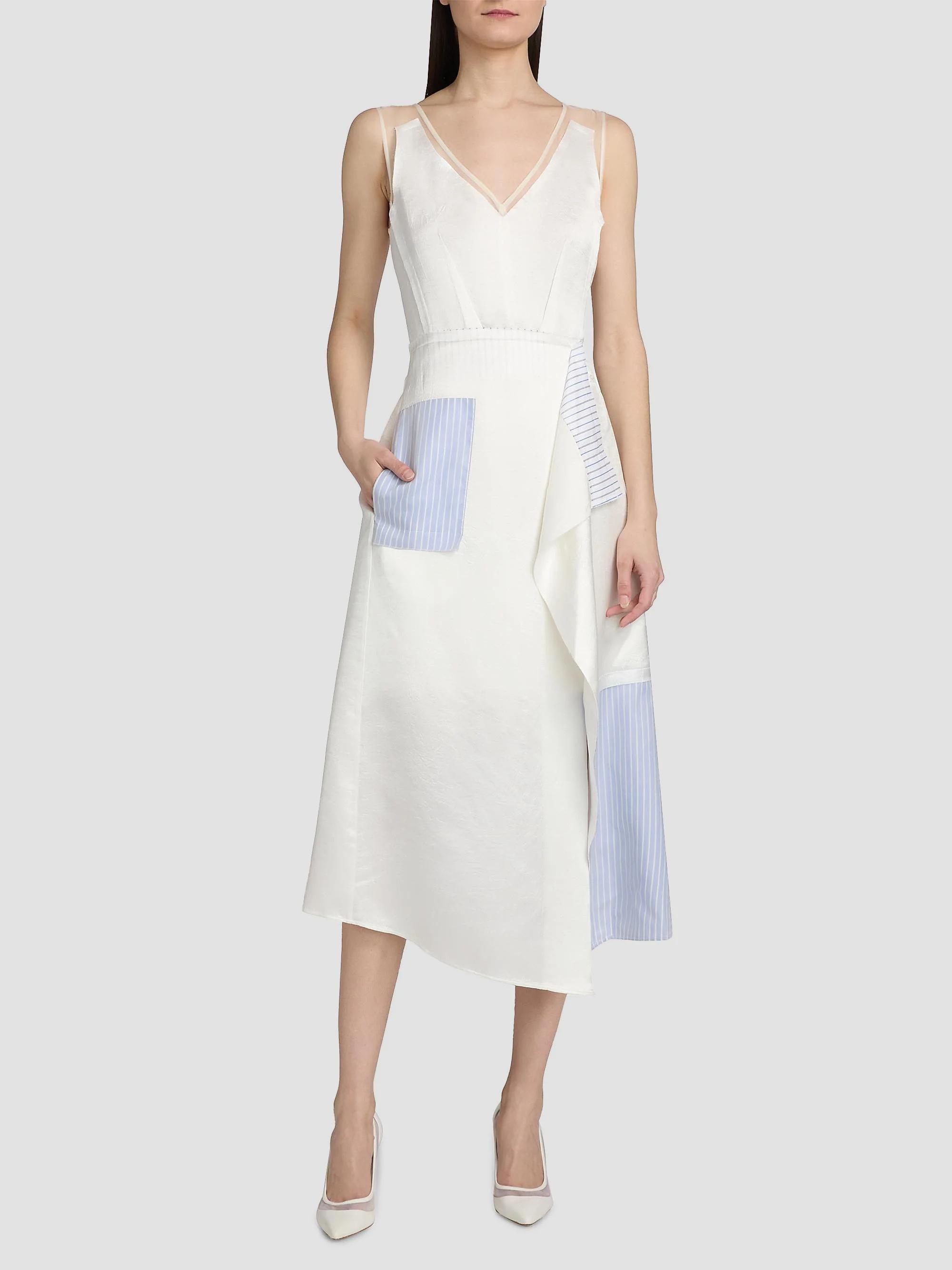 Jason Wu Collection Striped Collage Draped Midi-Dress | Saks Fifth