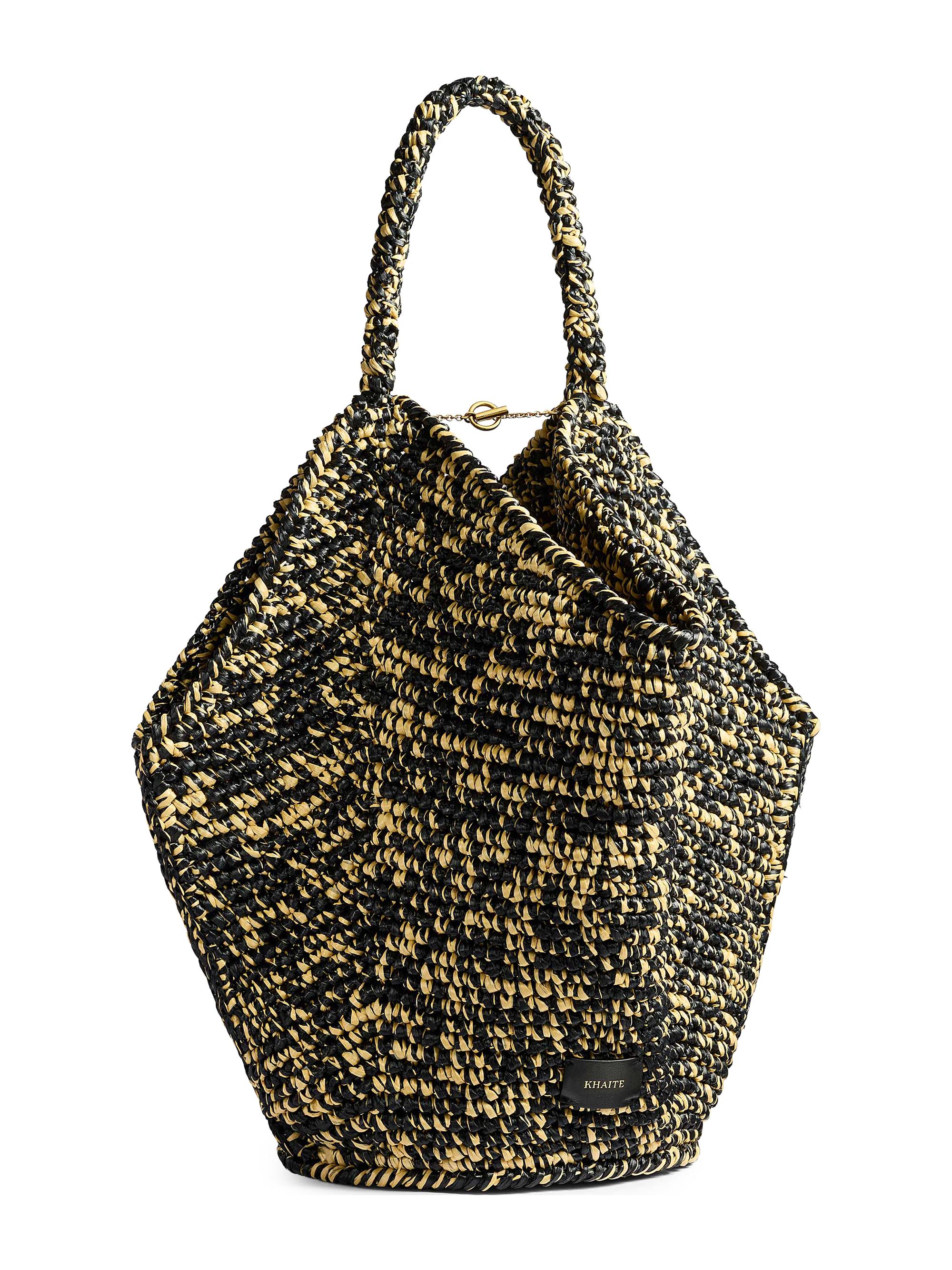 Khaite Women's Lotus  Raffia  Bag - Black White