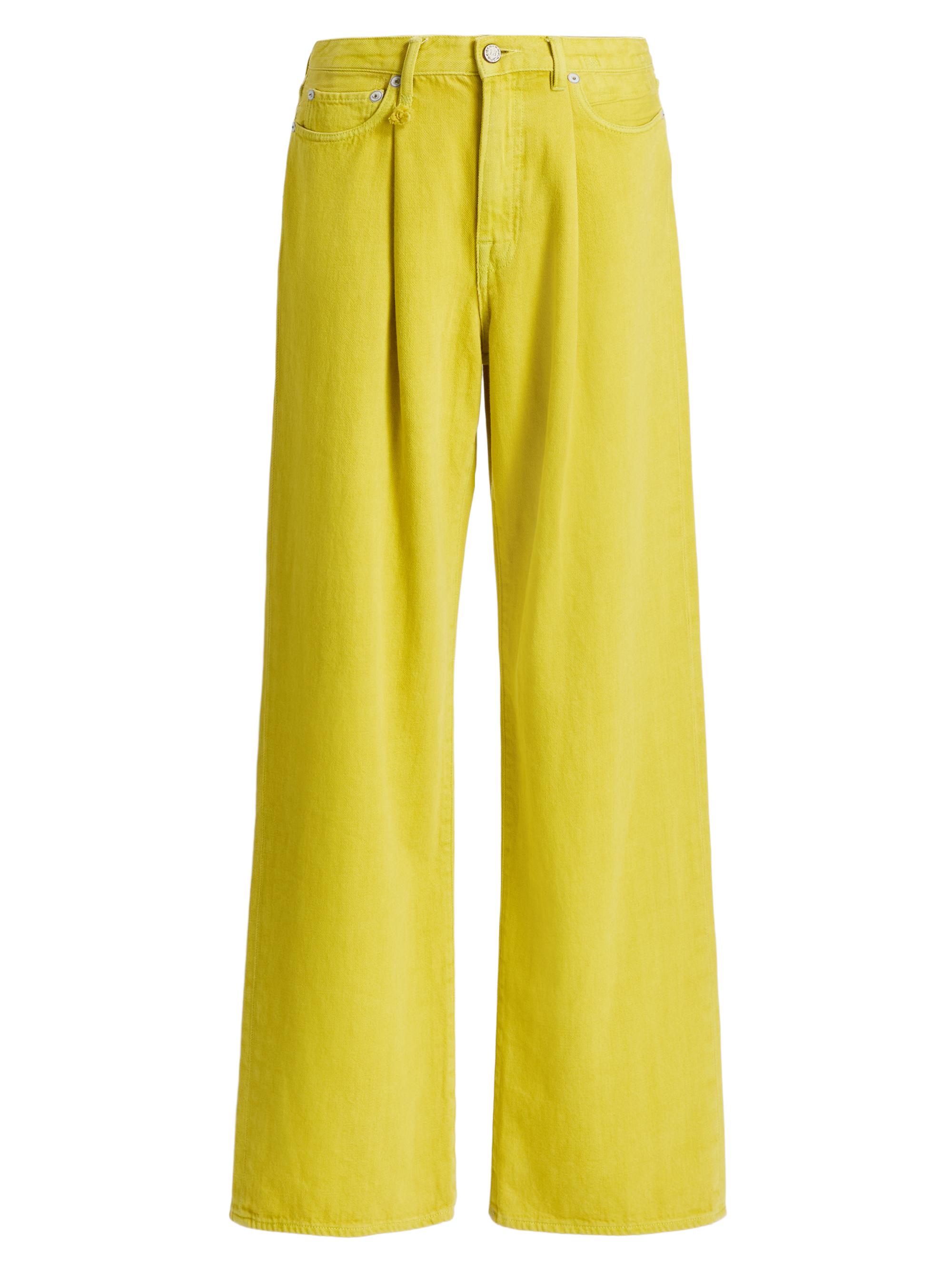 R13 Women's Damon Pleated Wide-Leg Jeans - Vibrant Yellow - Women's Clothing