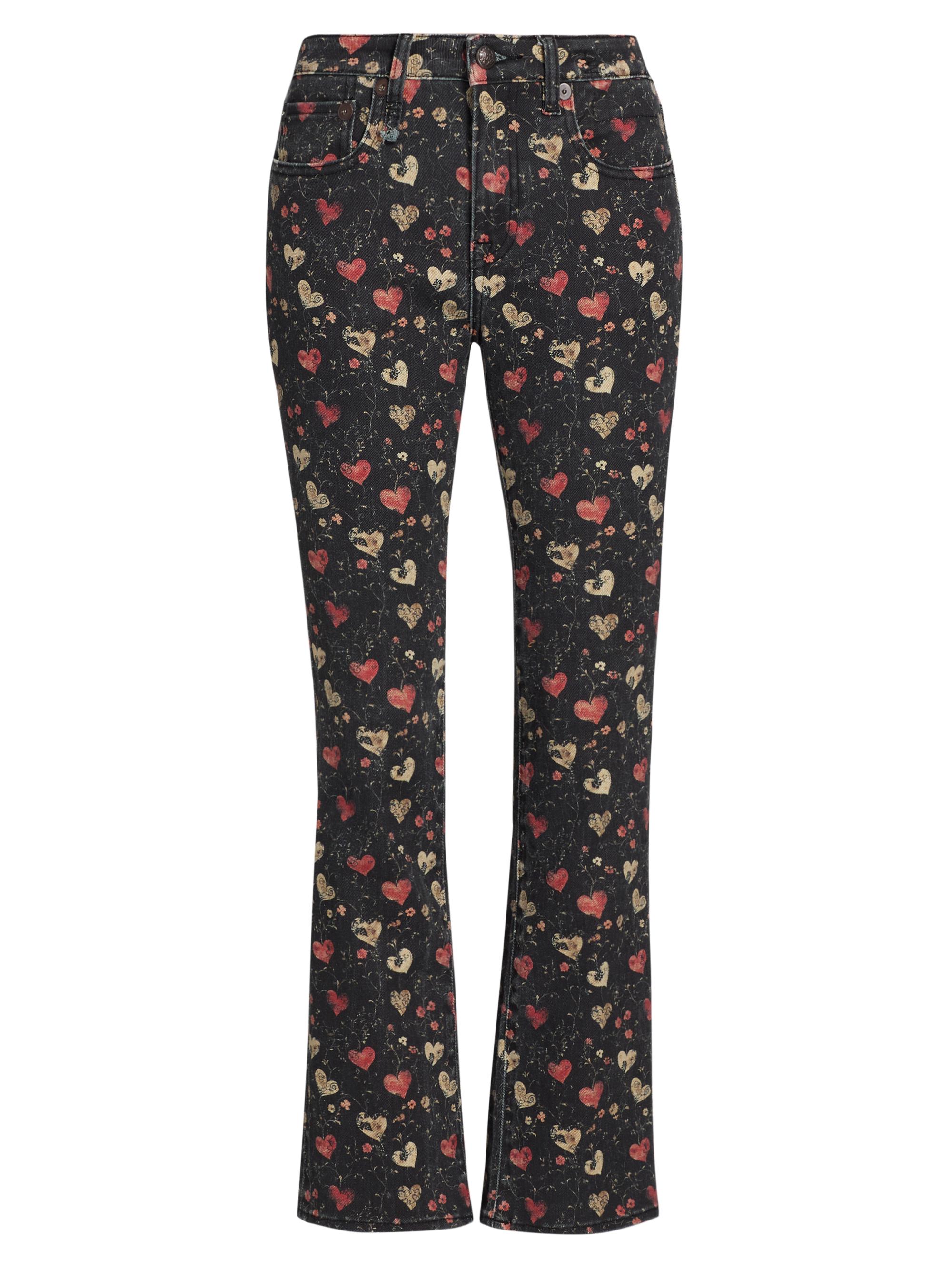 R13 Women's Kick Fit Printed Straight Jeans - Black Valentine