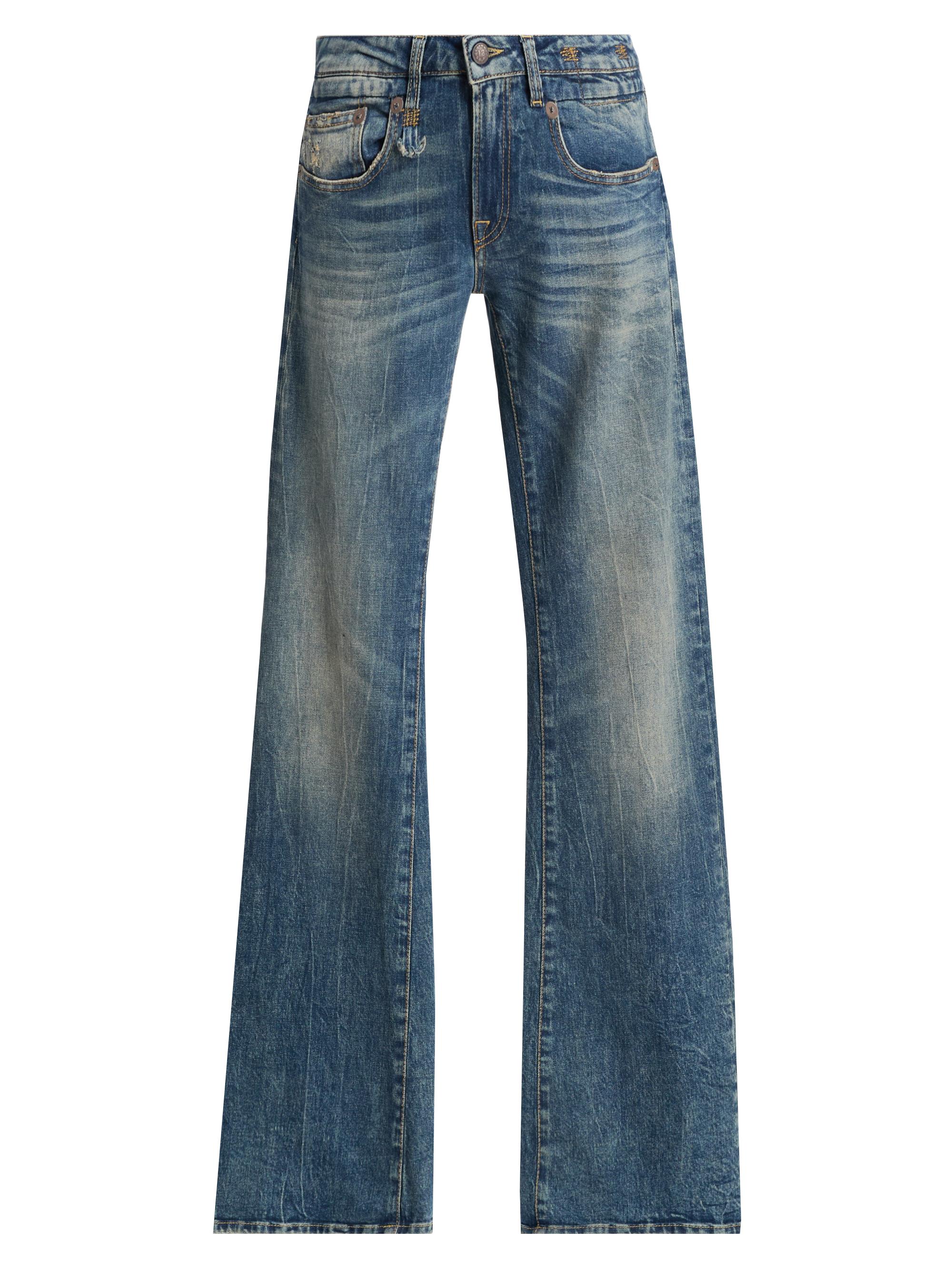 R13 Women's Boy Whiskered Low-Rise Flared Jeans - Kelly Stretch