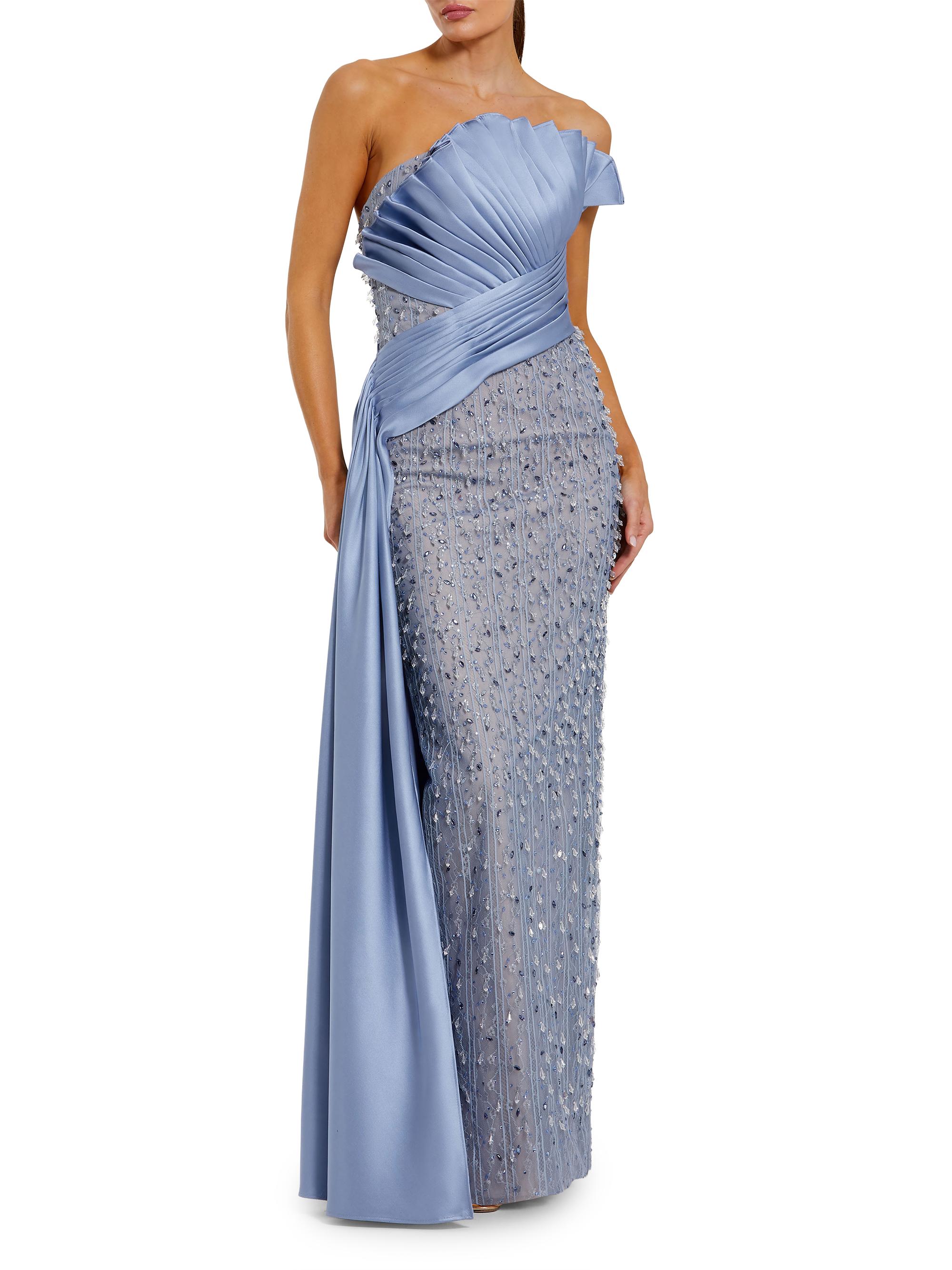 Mac Duggal Women's Embellished Pleated Strapless Gown - Fusion Blue