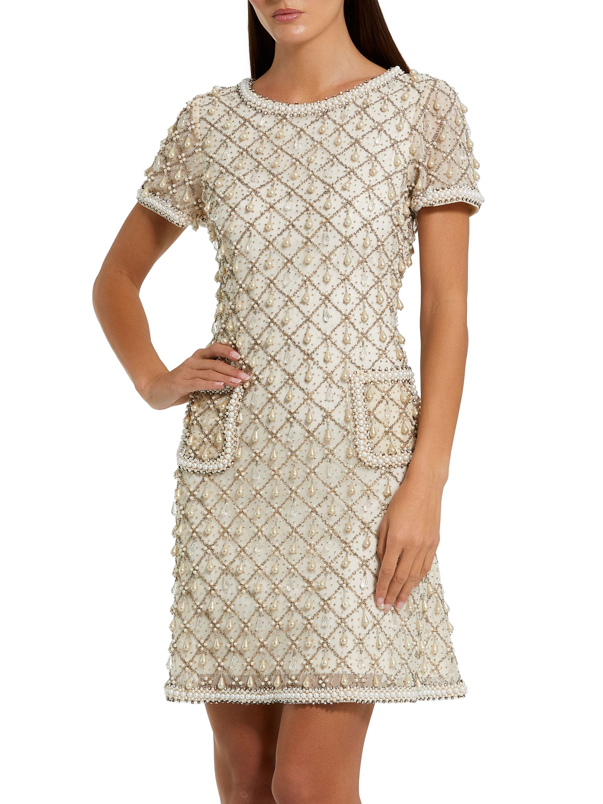 Mac Duggal Women's Beaded Embellished Minidress - Oyster