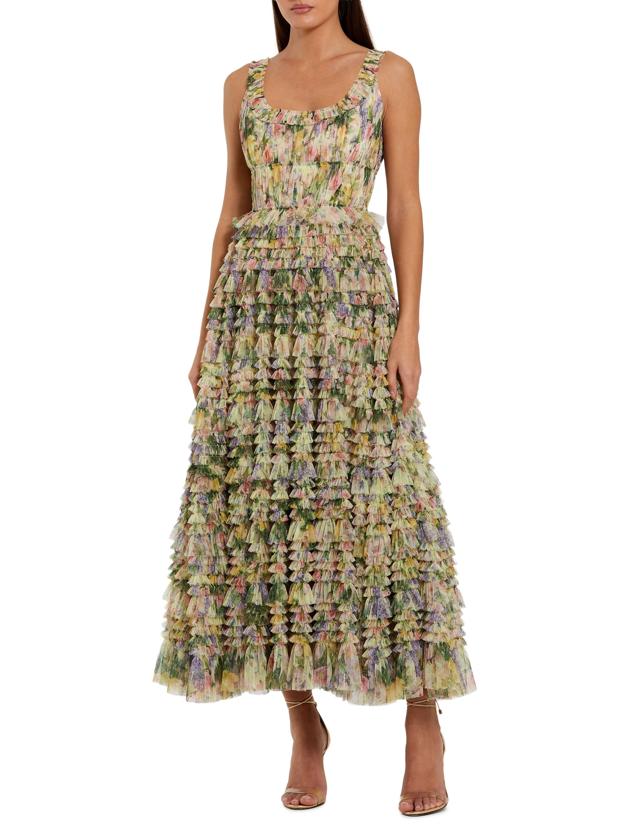 Mac Duggal Women's Ruffled Fit & Flare Maxi Dress - Yellow Multi