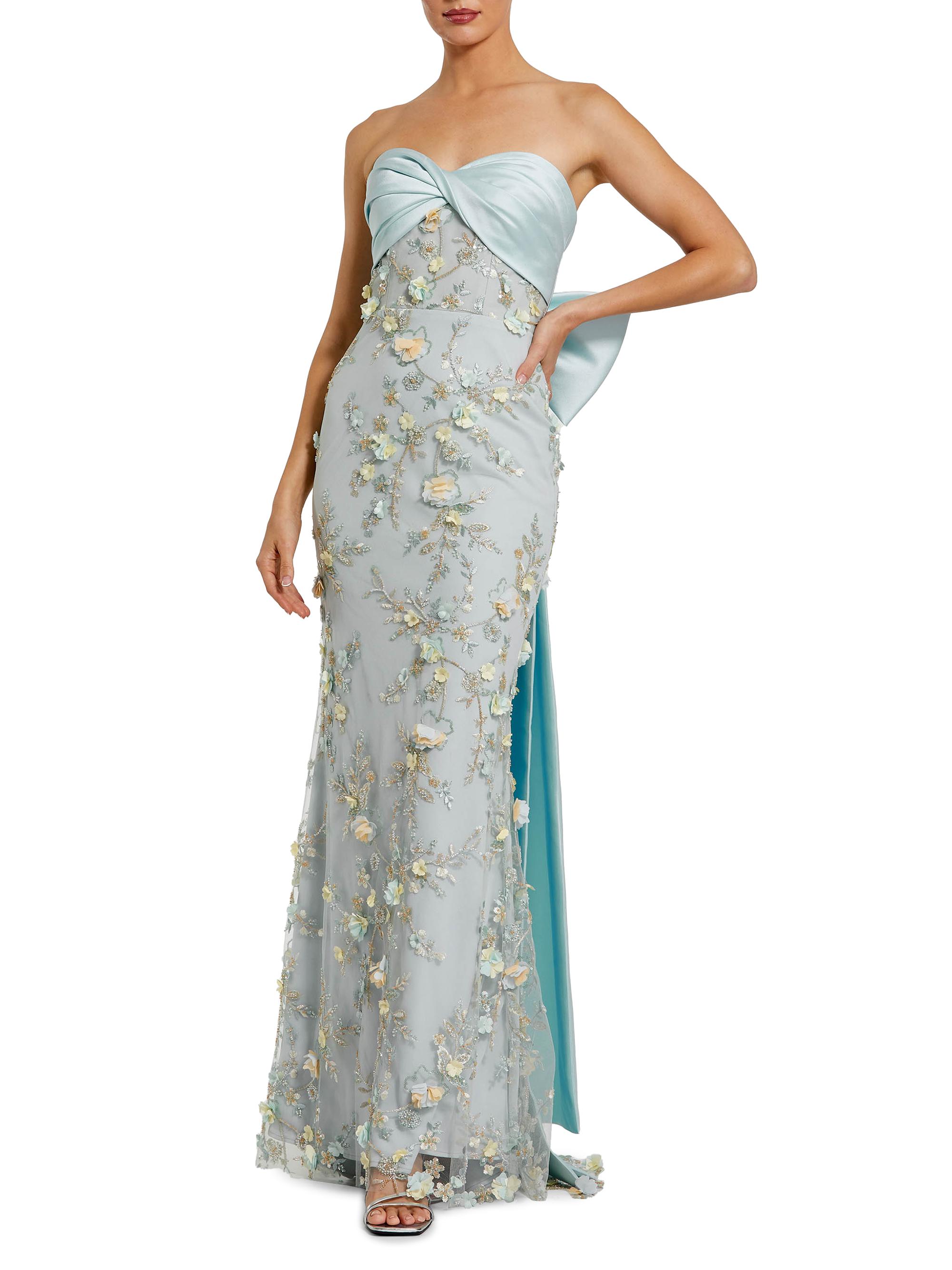 Mac Duggal Women's Sequin-Embellished Bow Column Gown - Blue