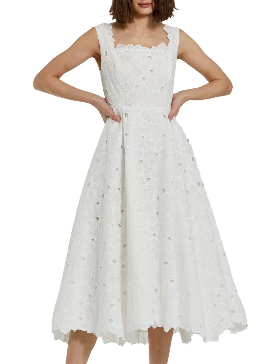 mac duggal embroidered floral midi dress Mac Duggal Floral Beaded Mesh Flutter Sleeve Midi Dress, Womens, 16, Antique Rose