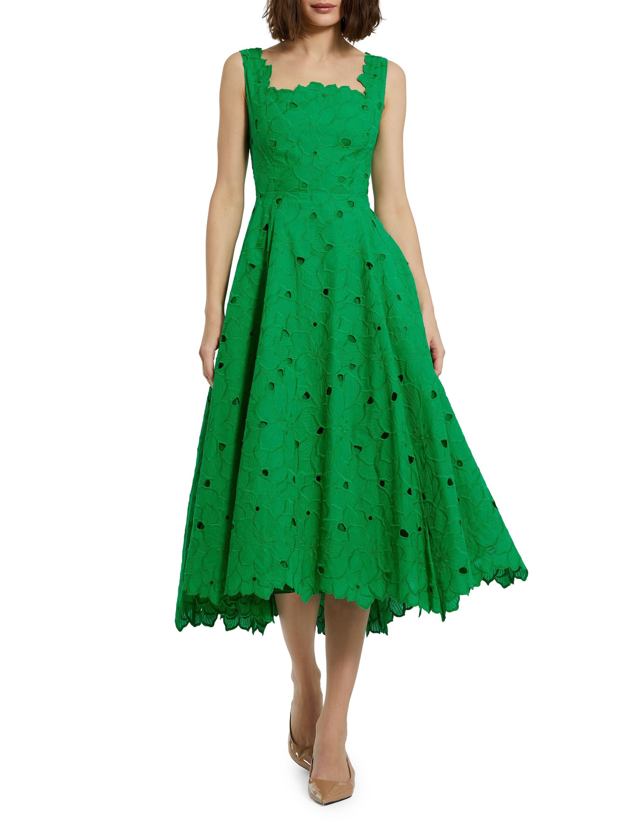 Mac Duggal Embroidered Floral Midi-Dress | Saks Fifth Avenue