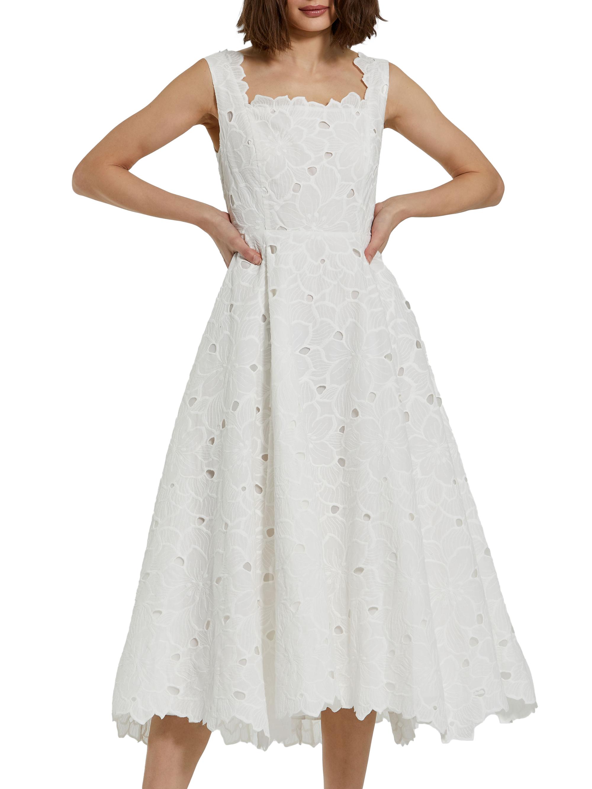 Mac Duggal Women's Embroidered Floral Midi-Dress - White