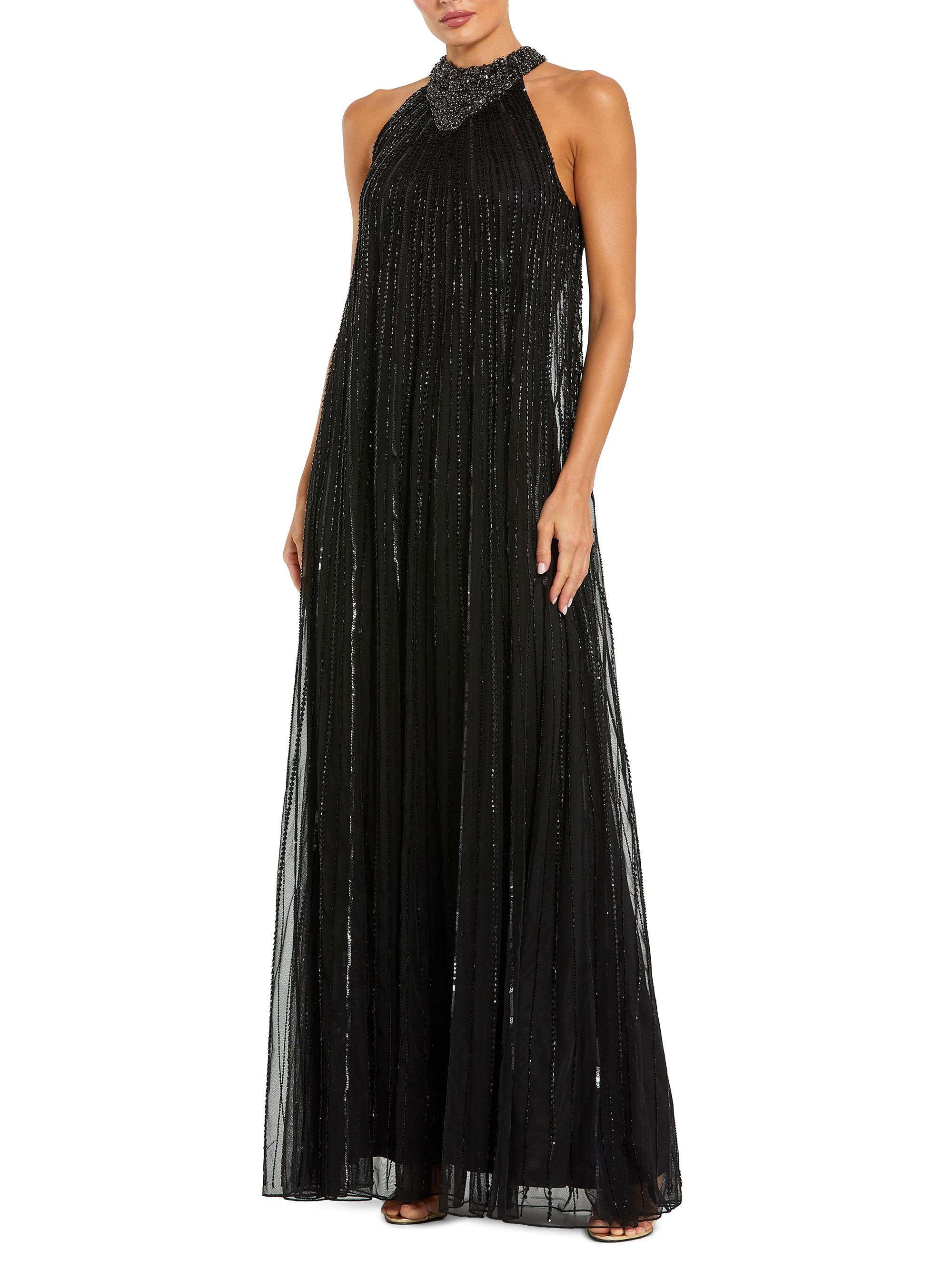 Mac Duggal Women's Sequined-Mesh Trapeze Gown - Black