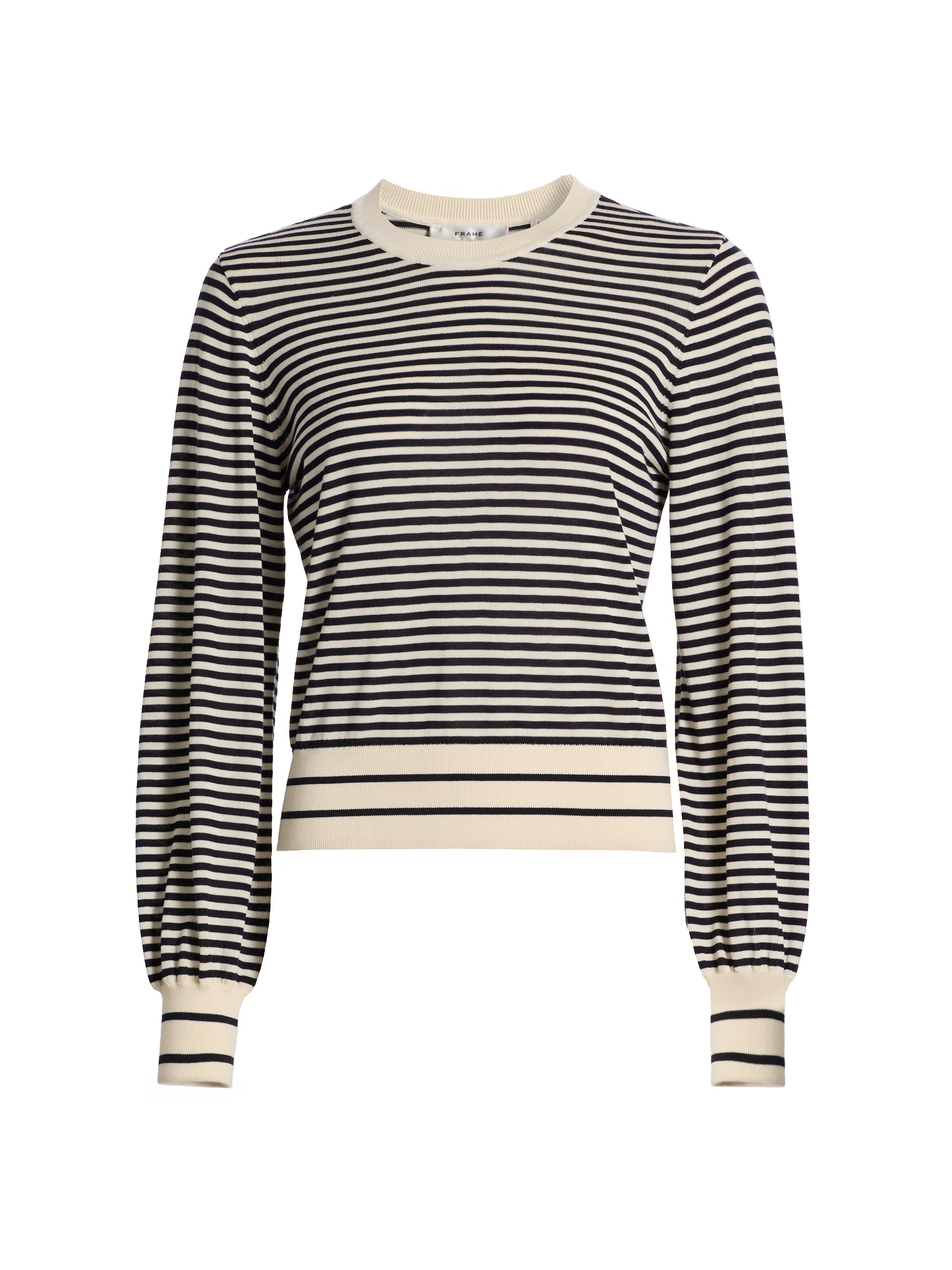 FRAME Women's The Striped Cotton-Blend Sweater - Cream Multi | Thumbnail 8