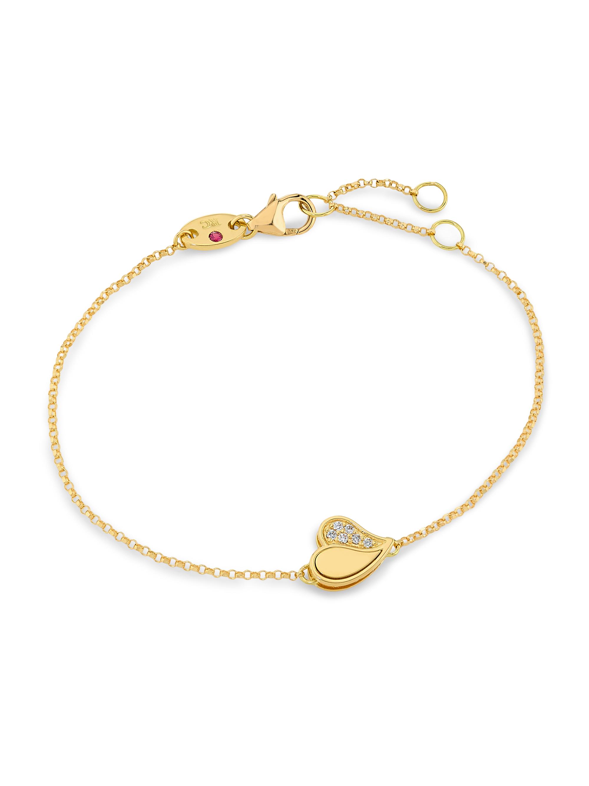 Roberto Coin Women's Amorino 18K Yellow Gold & 0.03 TCW Diamond Heart Charm Bracelet - Yellow Gold