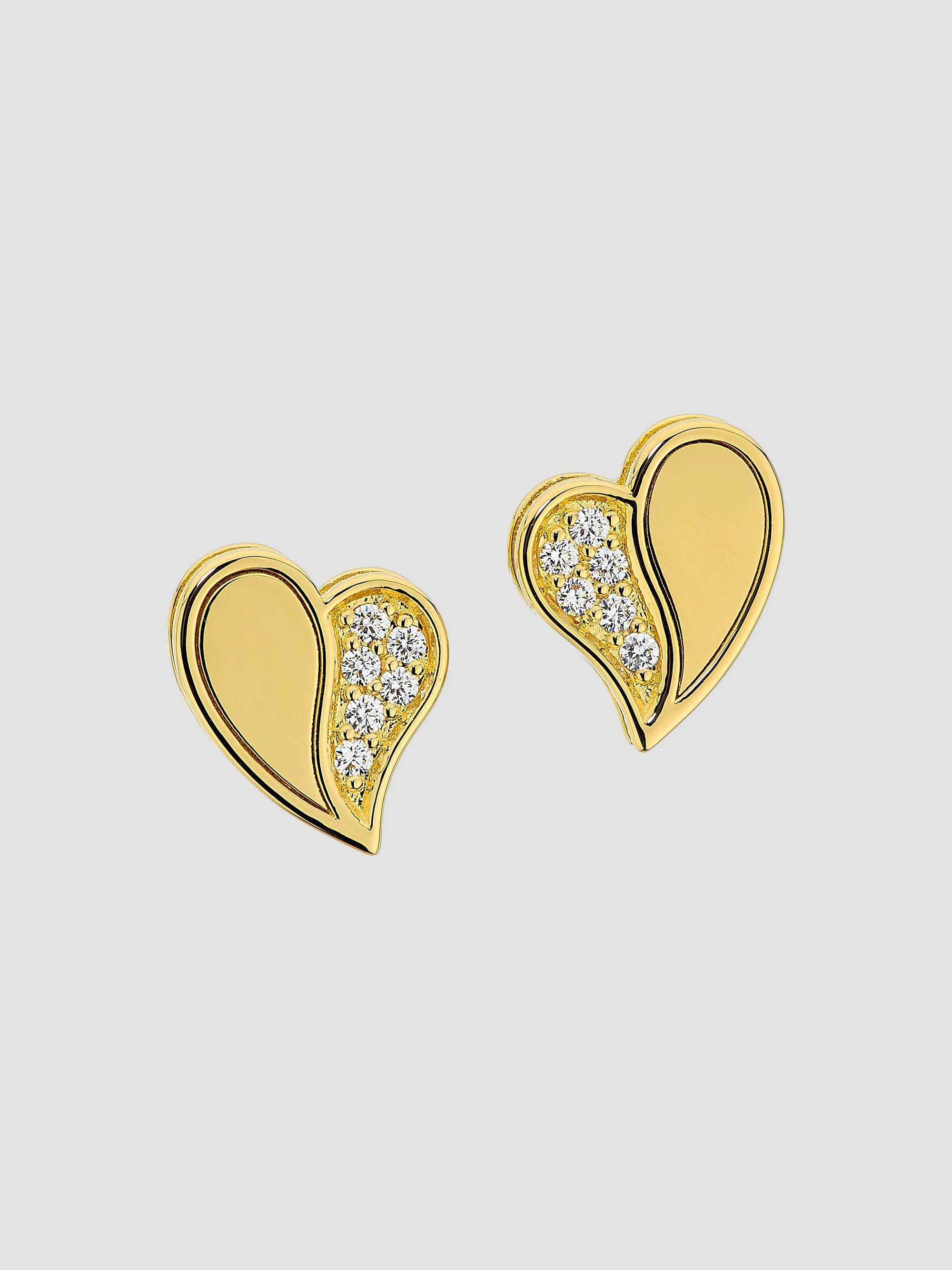 Roberto Coin Women's Amorino 18K Yellow Gold & 0.06 TCW Diamond Heart Stud Earrings - Yellow Gold