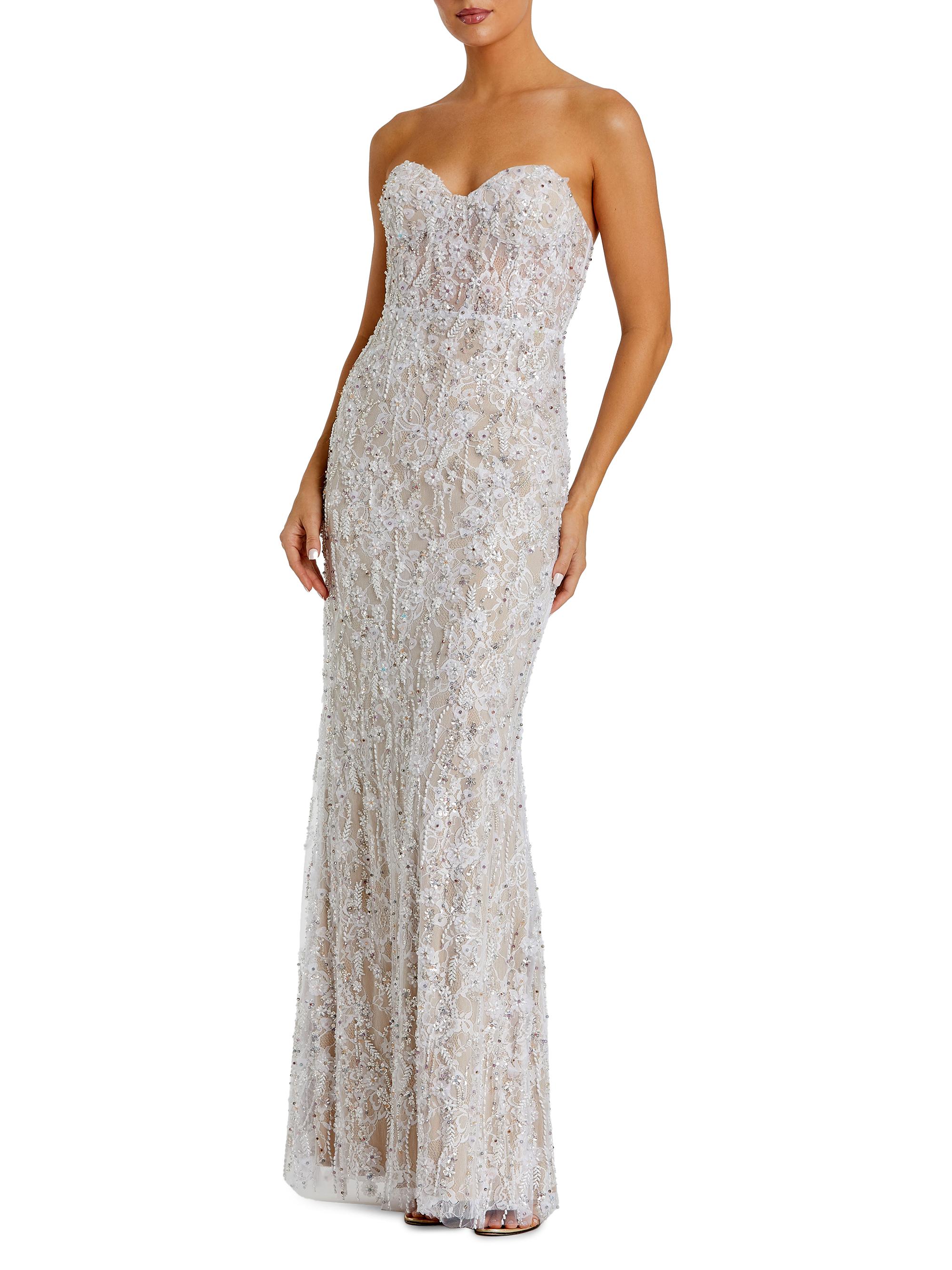 Mac Duggal Women's Embellished Floral Lace Strapless Bustier Gown -  Beige