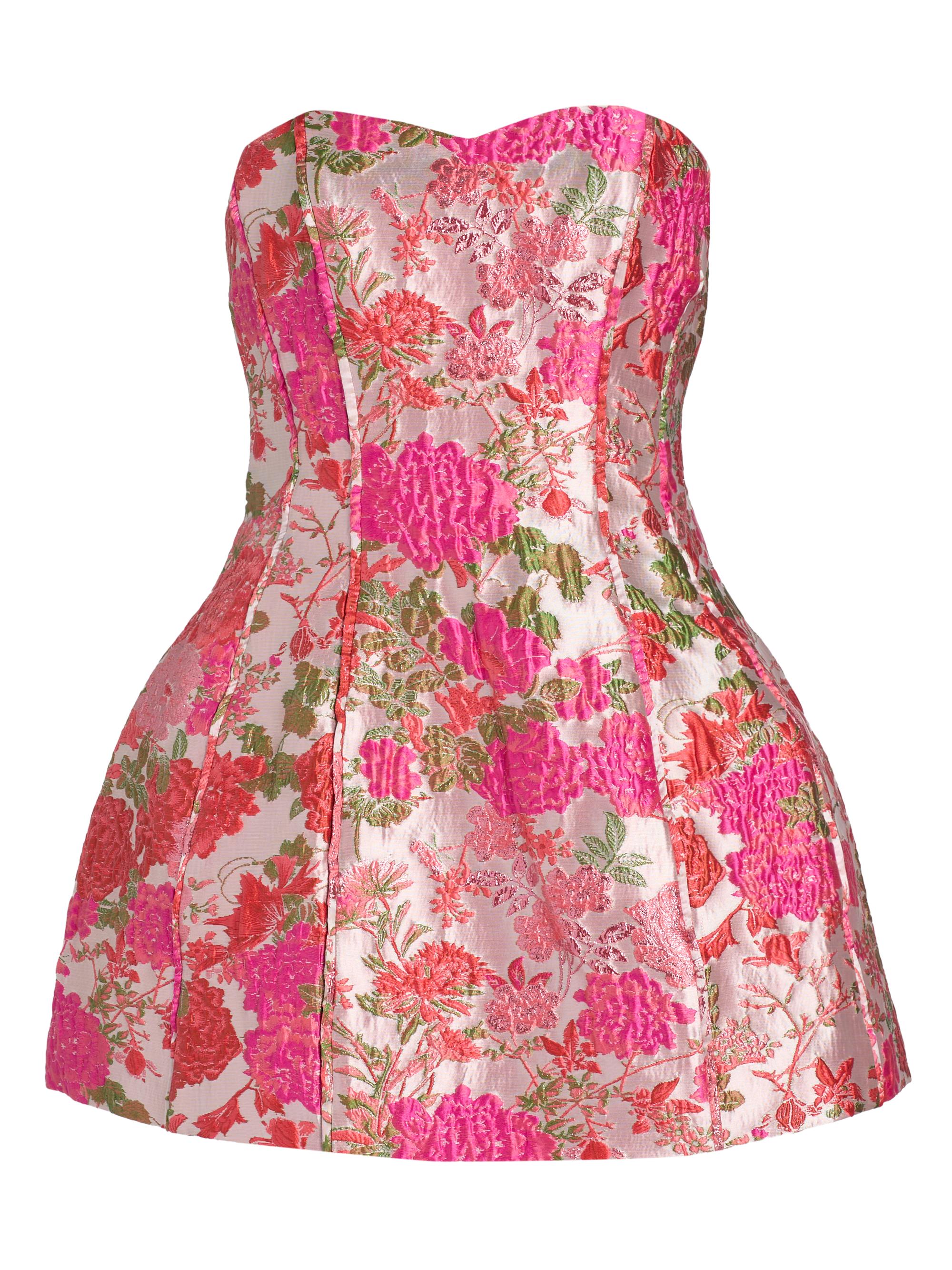 Elliatt Women's Floralie Strapless Jacquard Tulip Minidress - Pink Floral