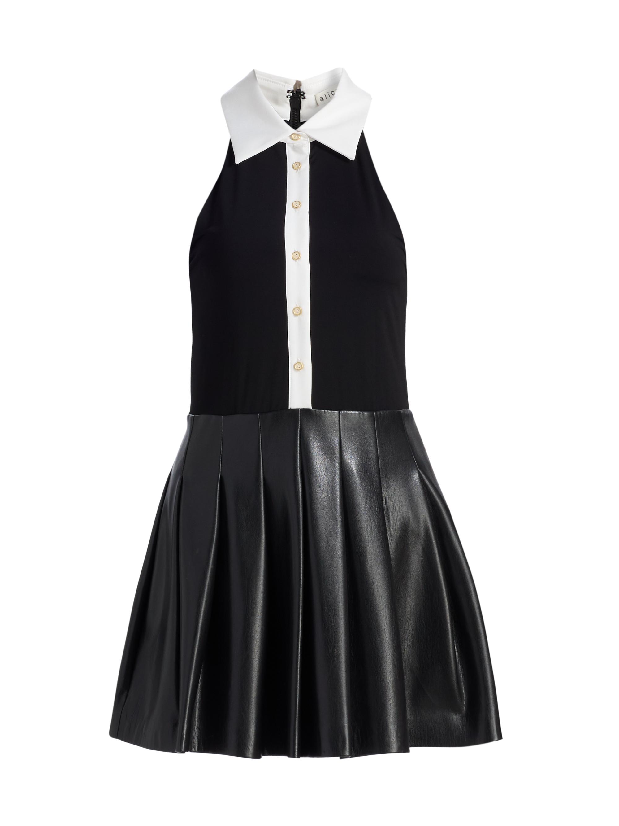 Alicia品 Alice + Olivia Ellis Zip-Front Vegan Leather Minidress | Saks