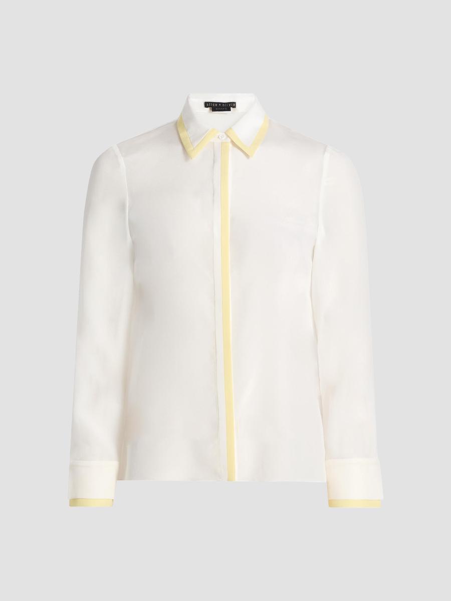 Alice + Olivia Willa Checkered Graphic Silk Shirt – evaChic Alice+ 
