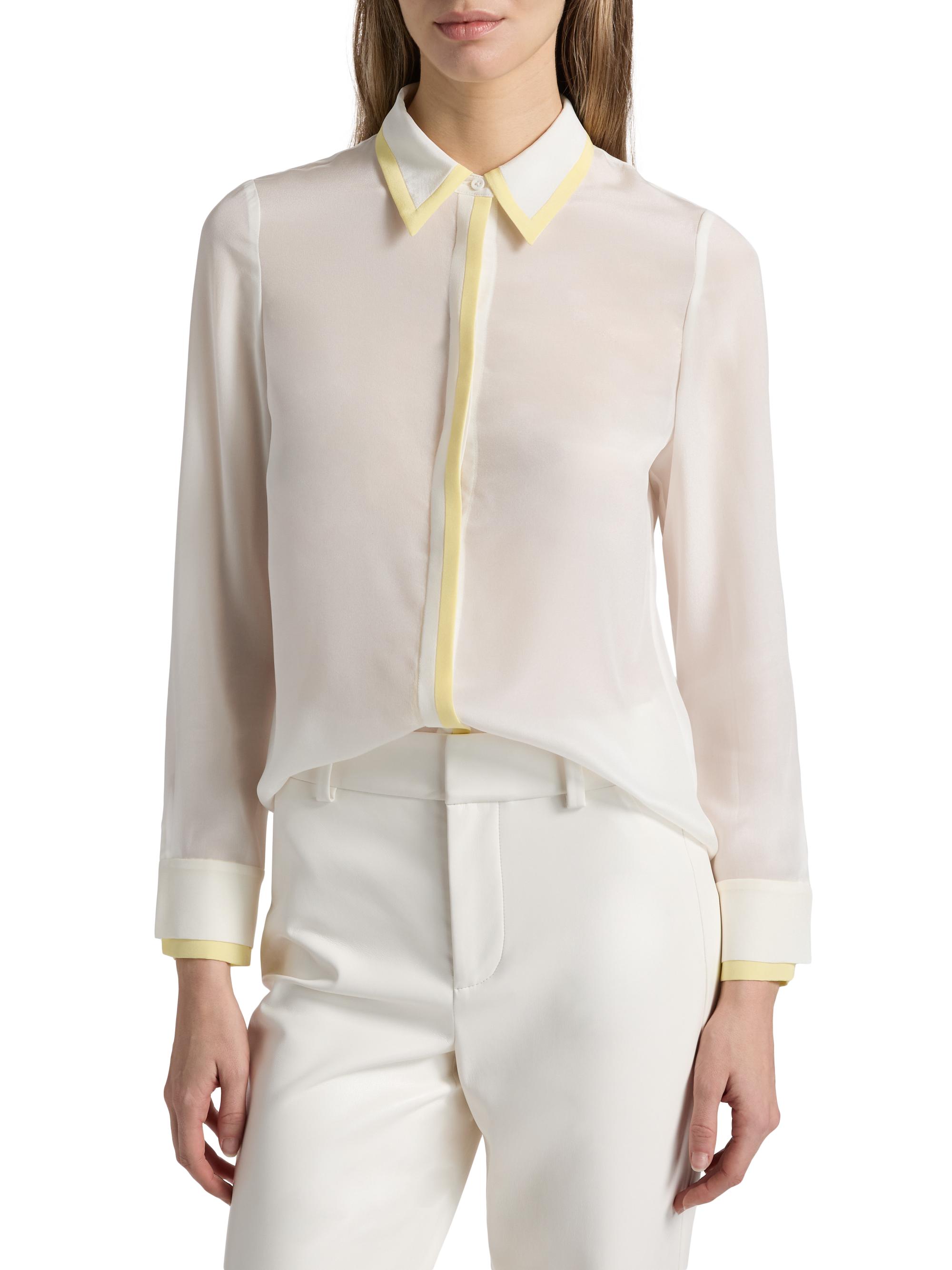 ALICE + OLIVIA Willa Contrast-Trim Silk Shirt | Saks Fifth Avenue
