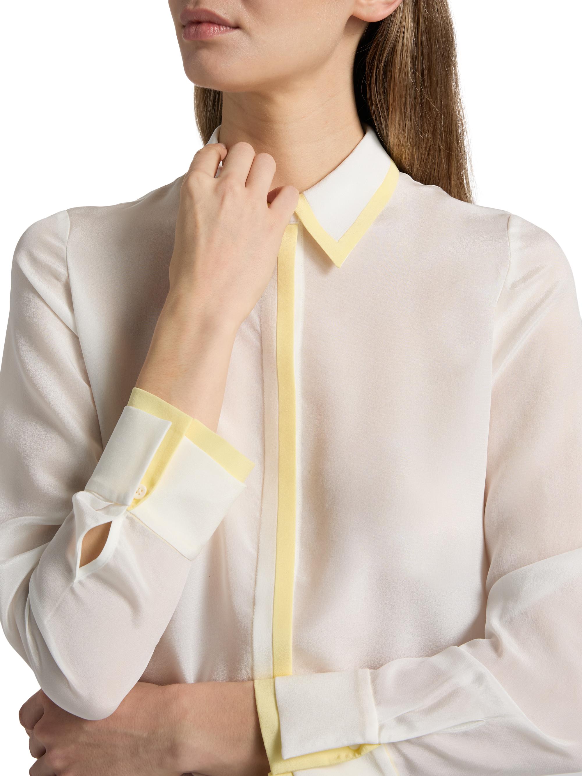 ALICE + OLIVIA Willa Contrast-Trim Silk Shirt | Saks Fifth Avenue