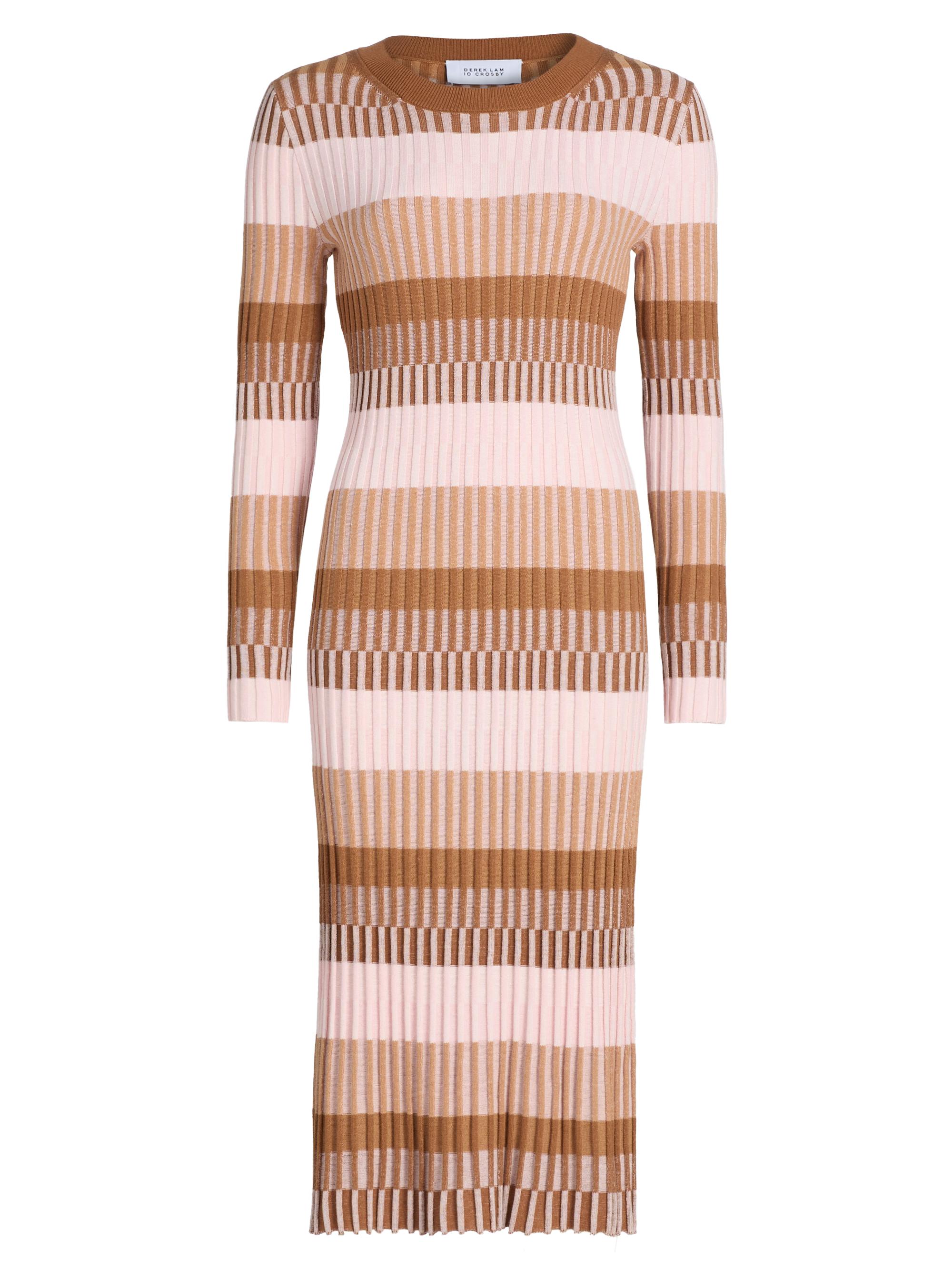 Derek Lam 10 Crosby Women's Hadria Plaited Stripe Sweaterdress - Spice Multi | Thumbnail 8