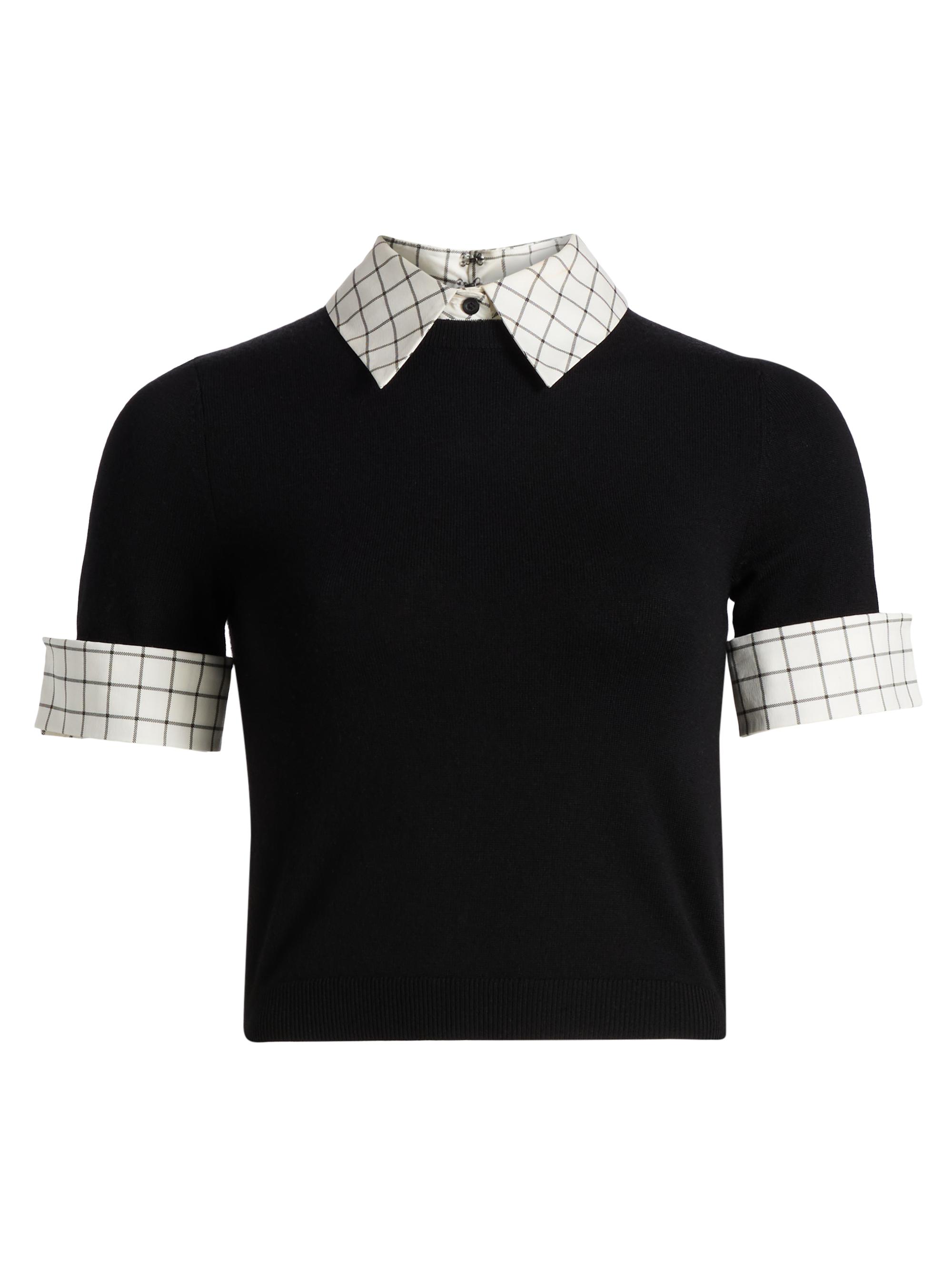ALICE + OLIVIA Aster Stretch Wool Collared Top | Saks Fifth Avenue