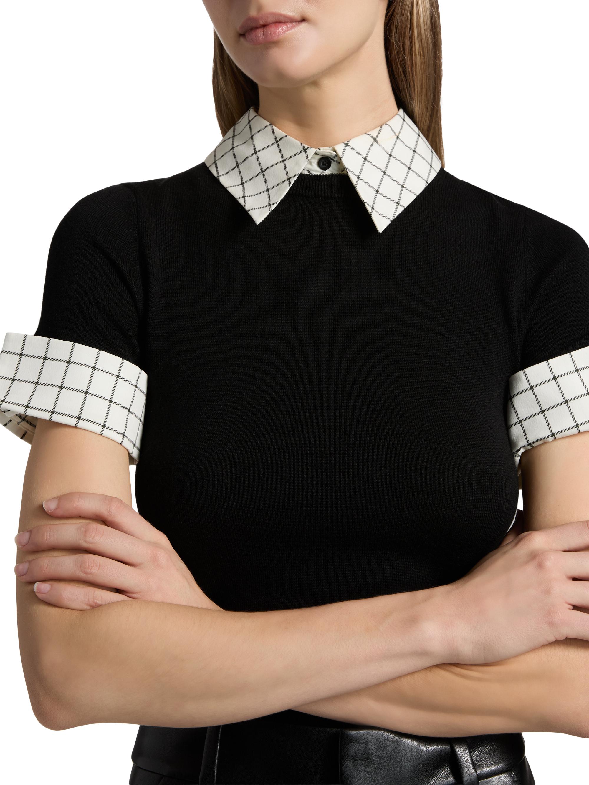 ALICE + OLIVIA Aster Stretch Wool Collared Top | Saks Fifth Avenue