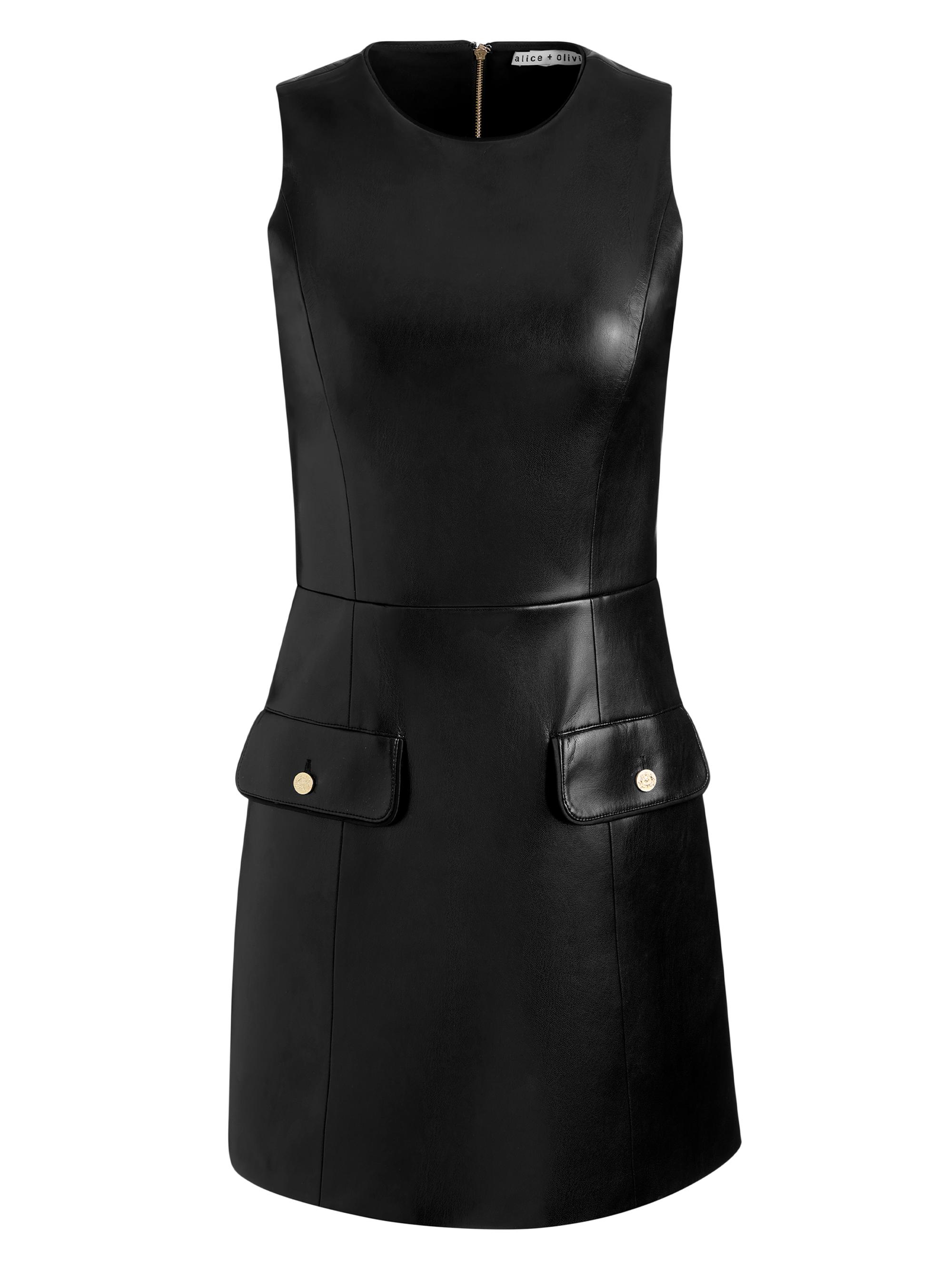 ALICE + OLIVIA Women's Marcella Faux-Leather Minidress - Black