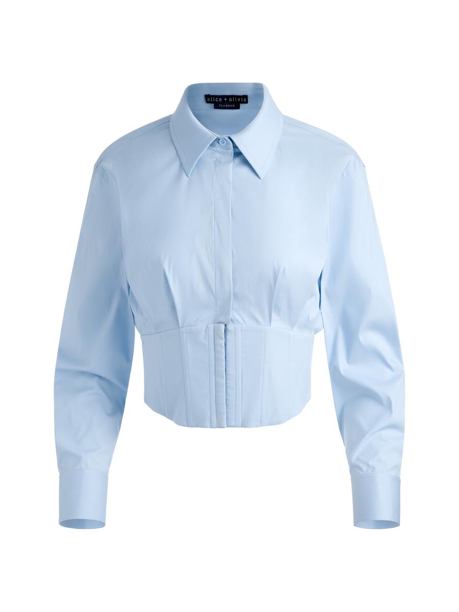 ALICE + OLIVIA Edie Corset Cotton-Blend Shirt | Saks Fifth Avenue