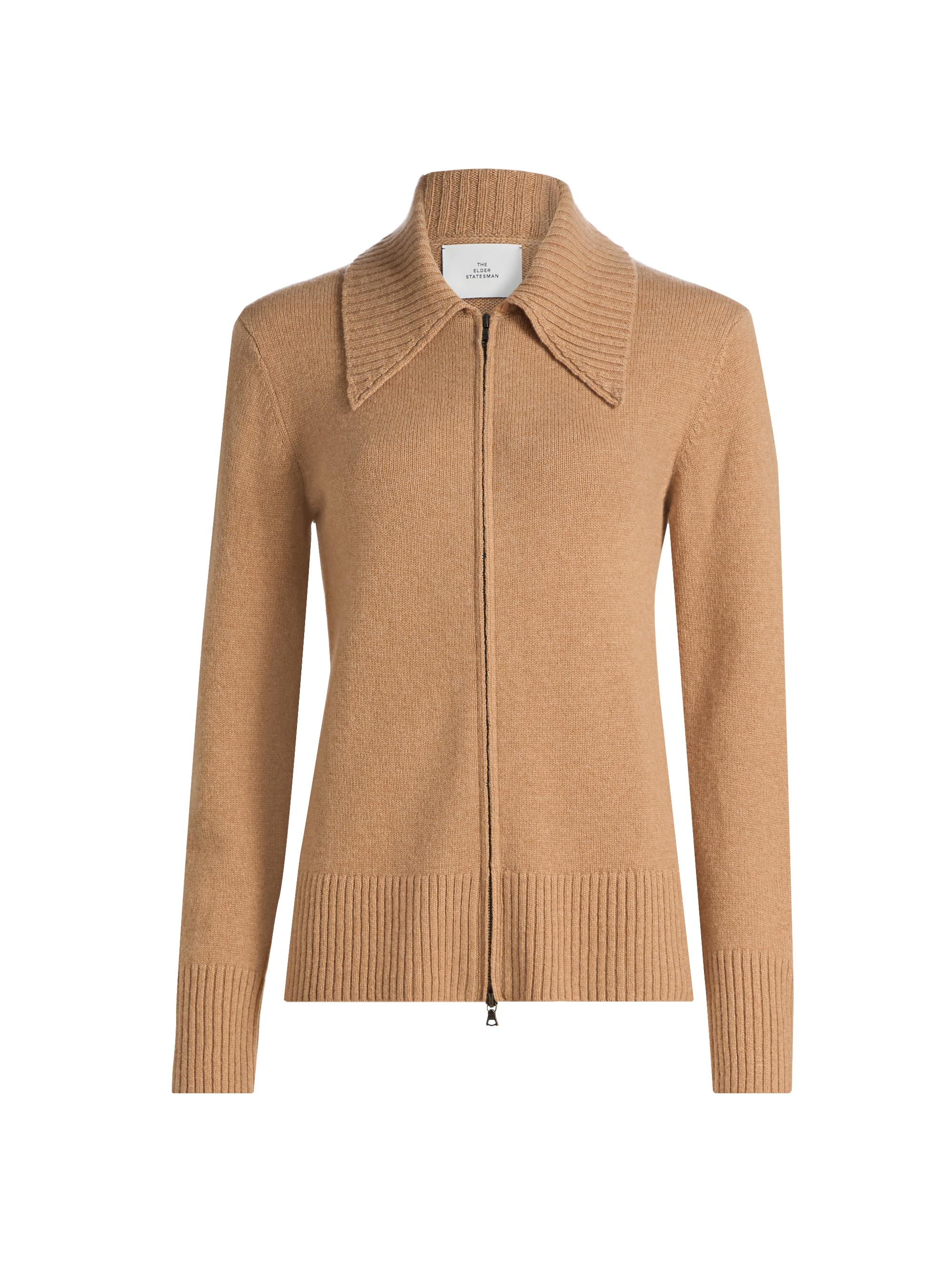 The Elder Statesman Women's Coastal Cashmere Zip Jacket - Sand | Thumbnail 8