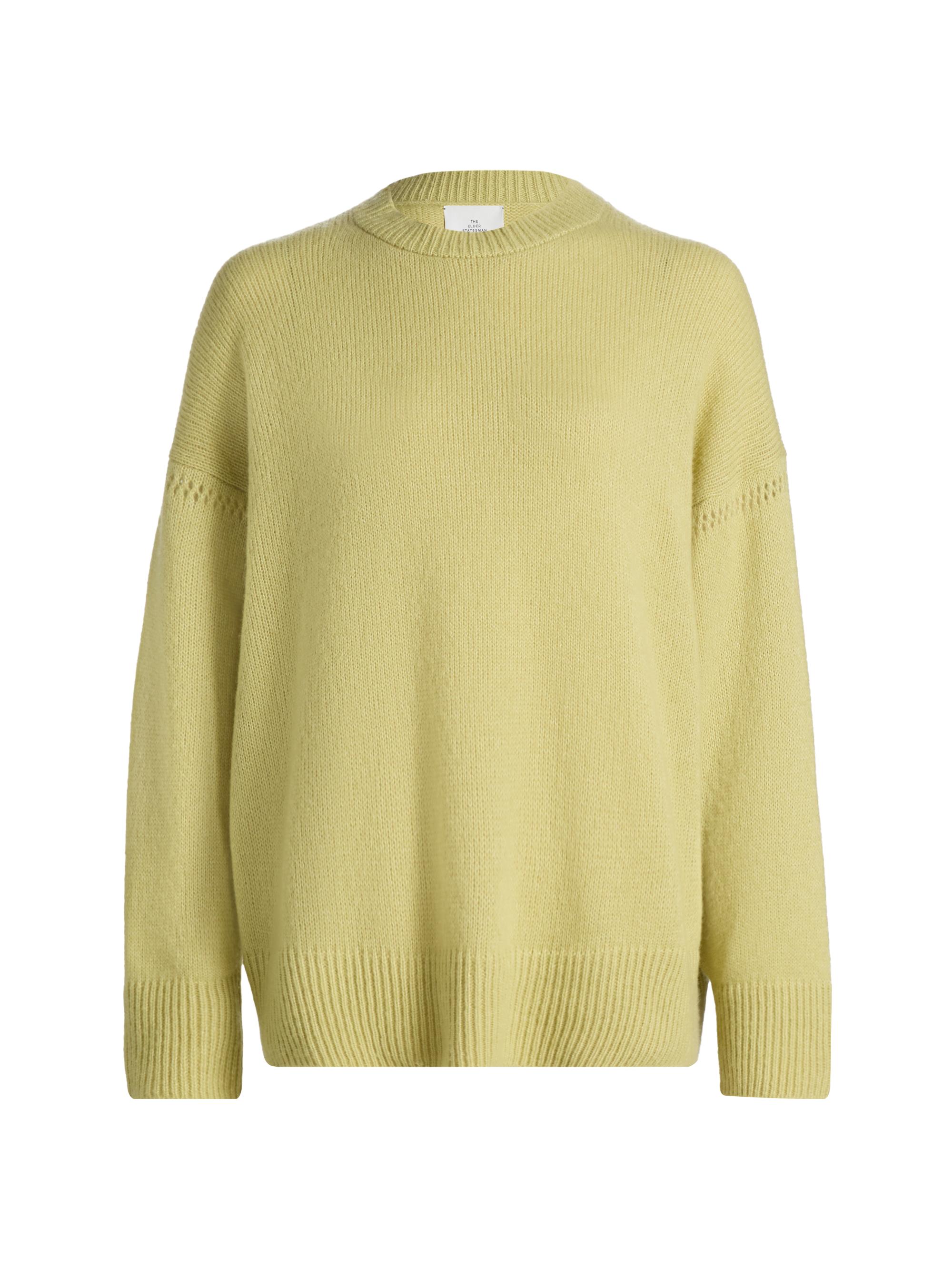 The Elder Statesman Women's Nimbus Calla Cashmere-Cotton Crewneck Sweater - Sage