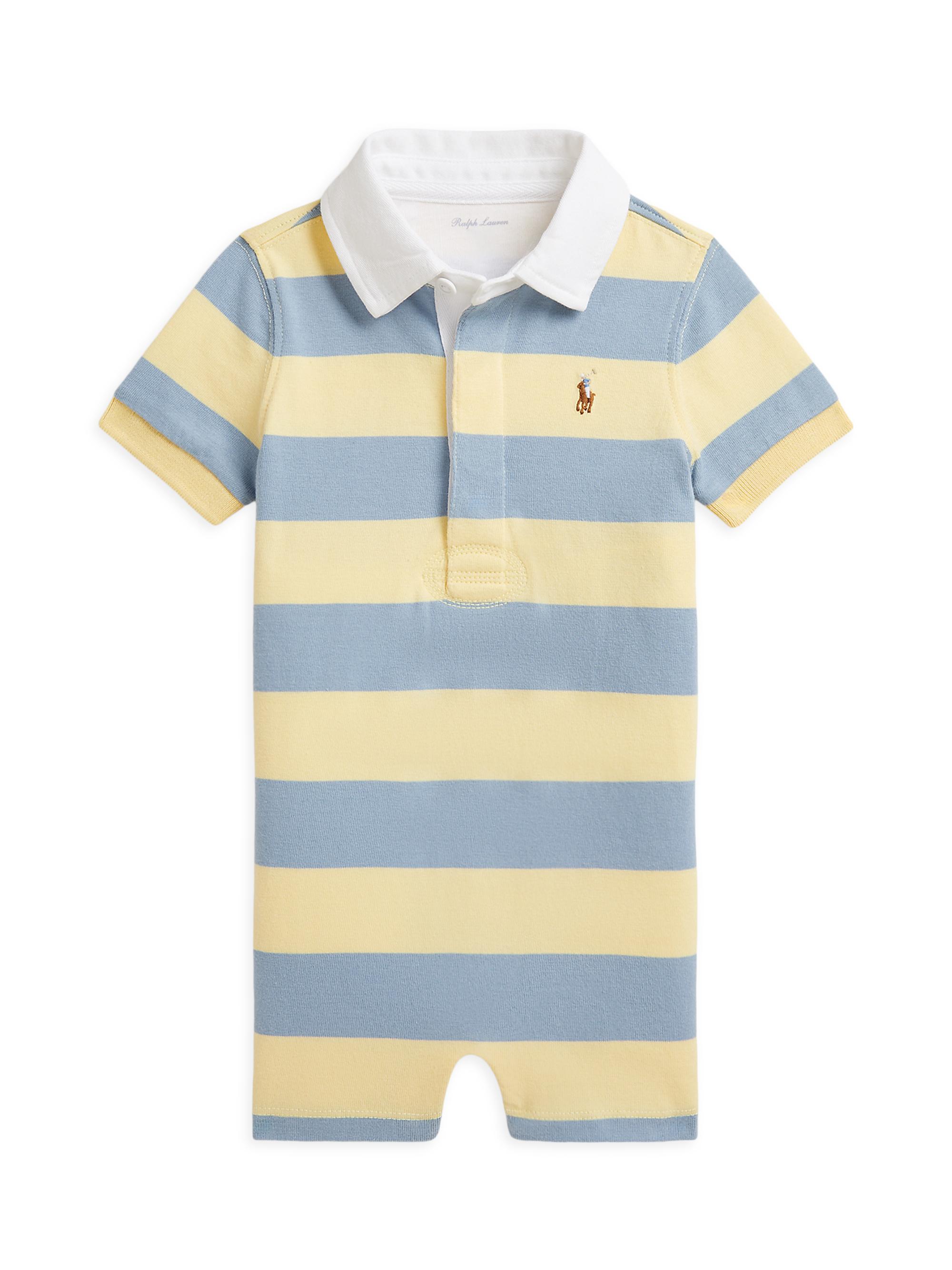Polo Ralph Lauren Baby Boy's Striped Cotton Rugby Shortall - Yellow Multi 9 Months