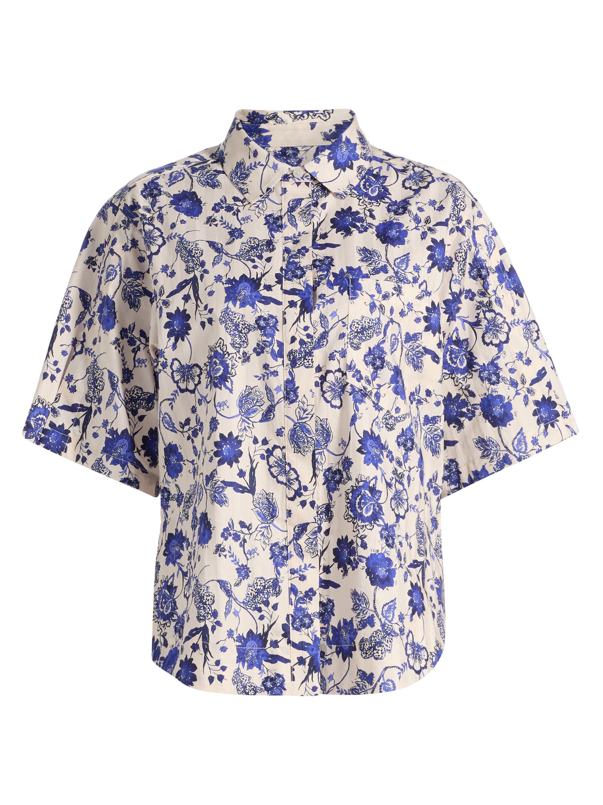 Derek Lam 10 Crosby Women's Keaton Floral Cotton Top - French Blue Multi | Thumbnail 8
