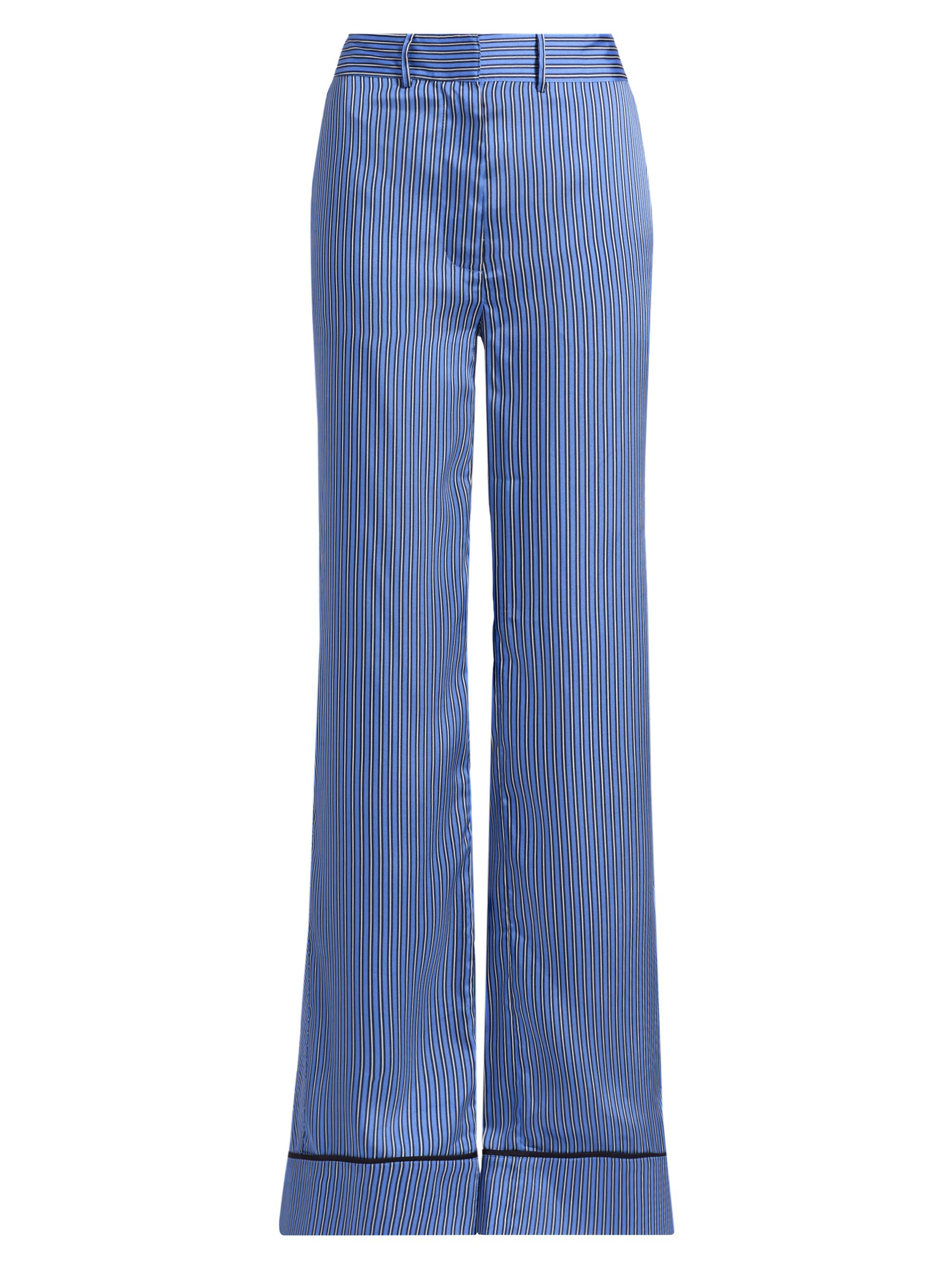 Derek Lam 10 Crosby Women's Demetria Border Stripe Satin Trousers - Ultramarine Navy Ecru | Thumbnail 8