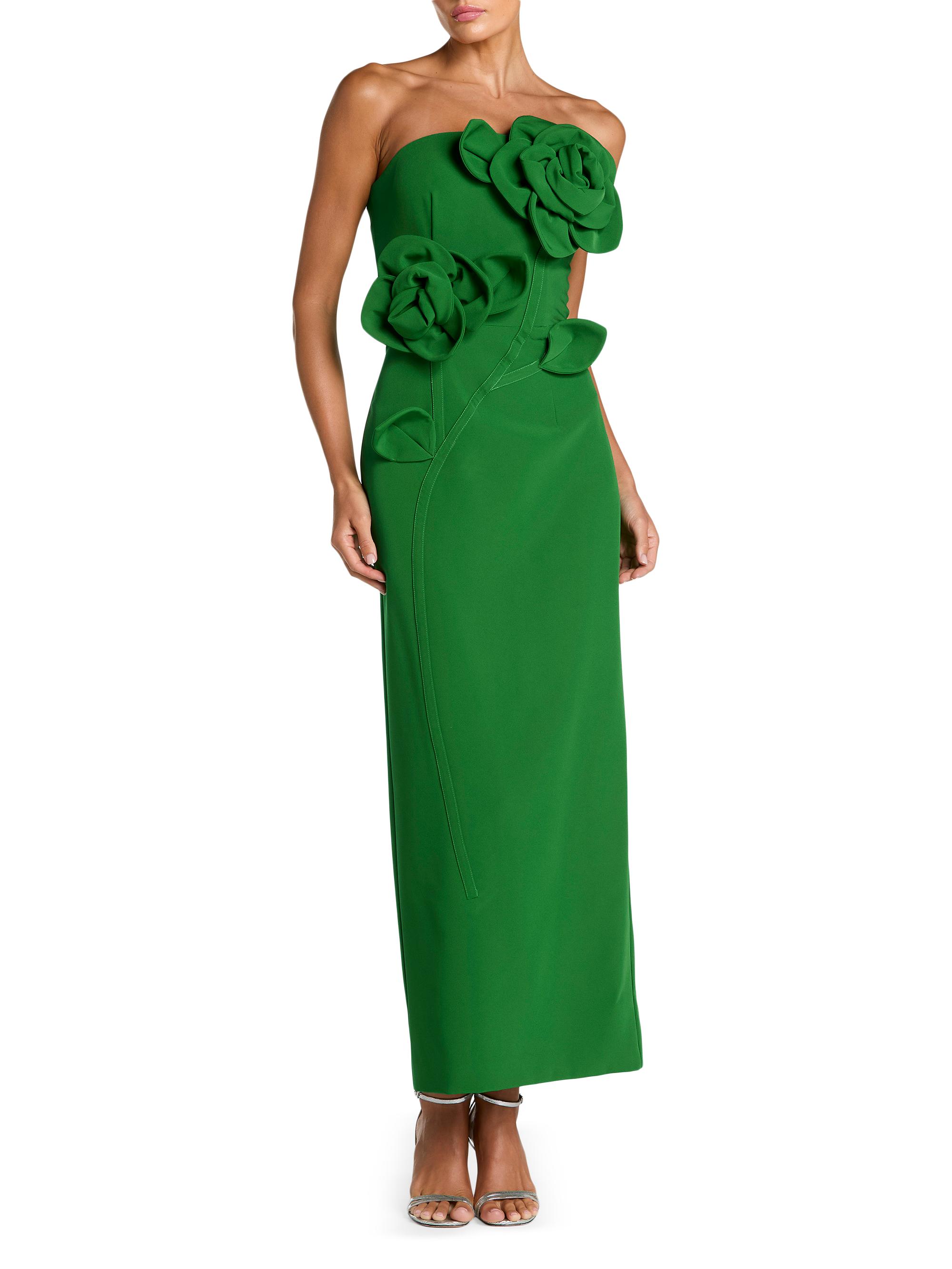Mac Duggal Women's 3D Rose-Appliquéd Crepe Strapless Gown - Spring Green Petite 8