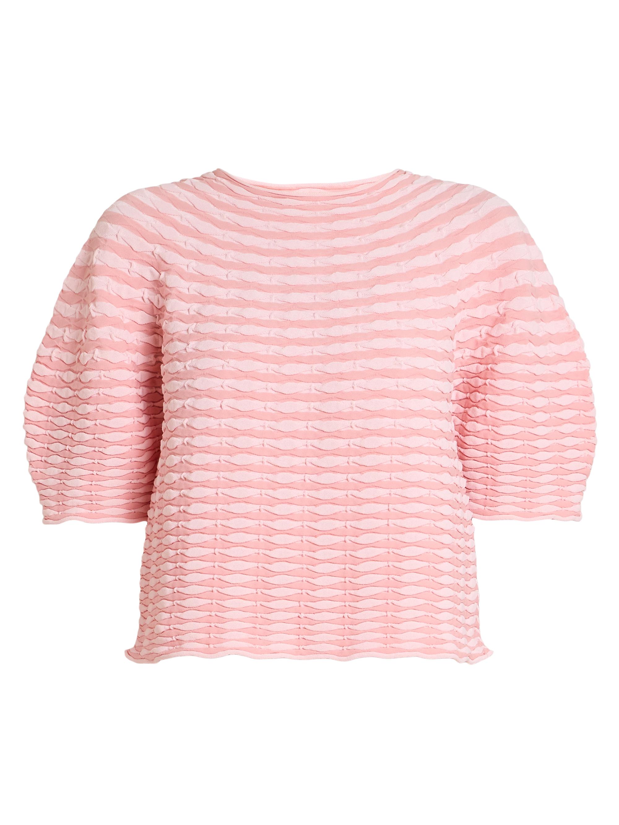 Pleats Please Issey Miyake Women's Colorful Mushroom Knit Blouse - Light Pink