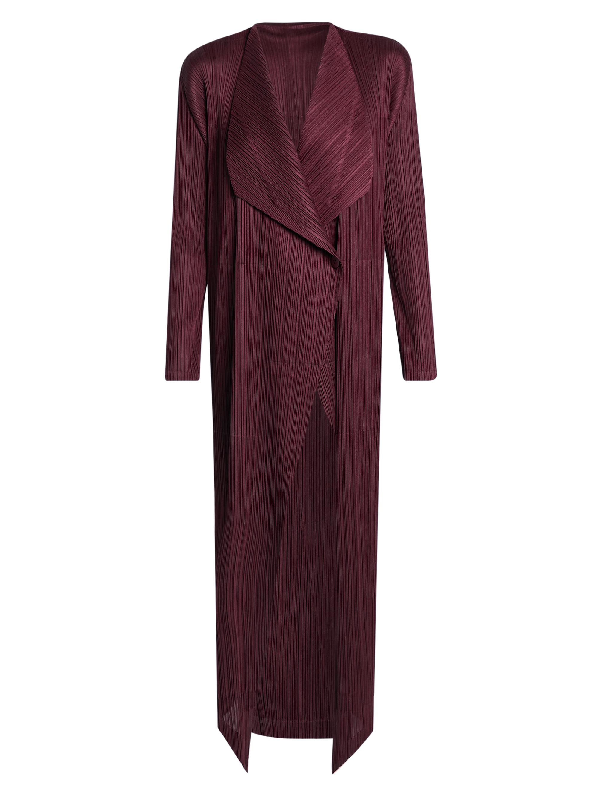 Pleats Please Issey Miyake December Pleated Button-Front Coat