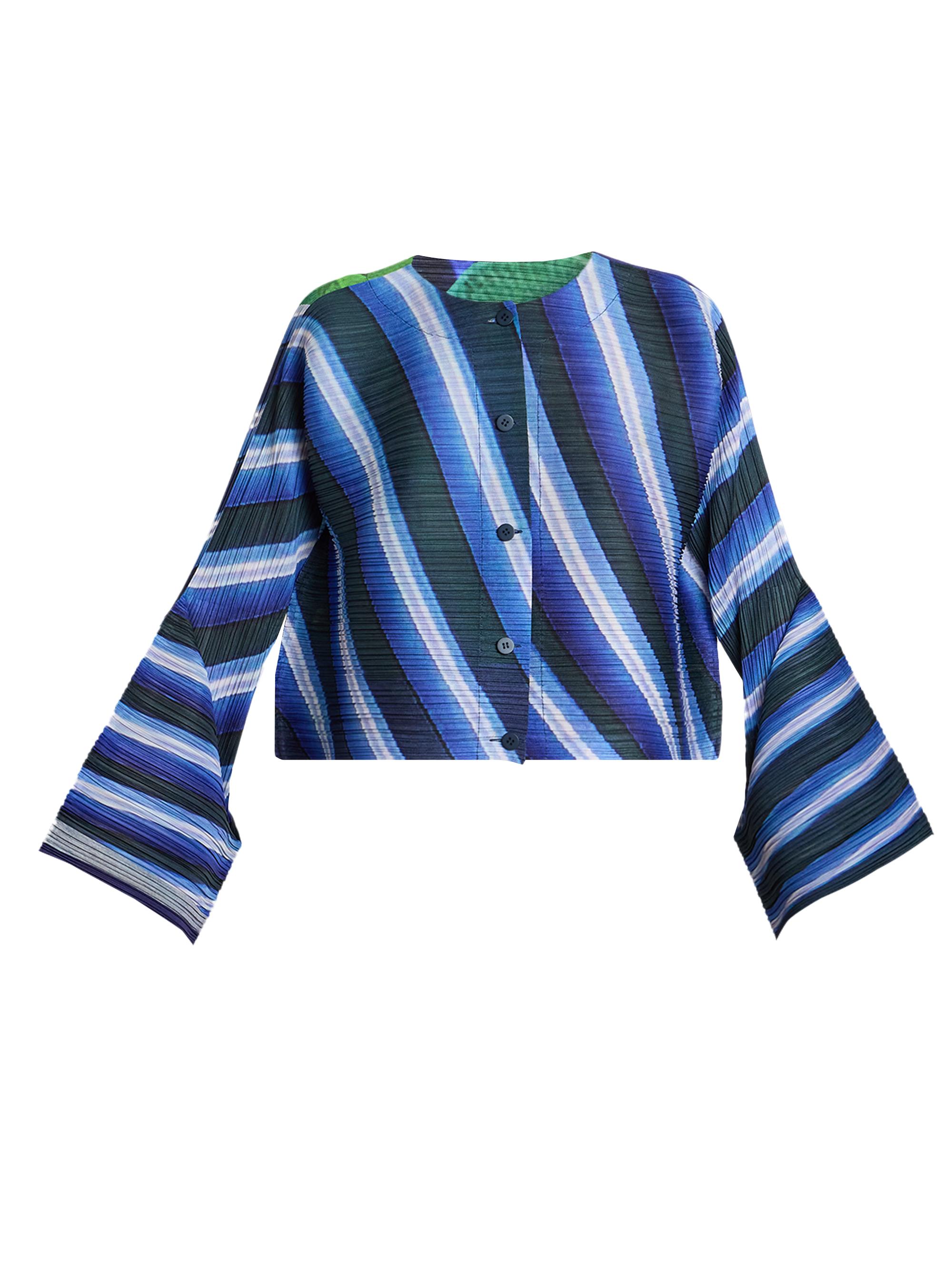 Pleats Please Issey Miyake Women's City Collage Jacket - Gray Navy