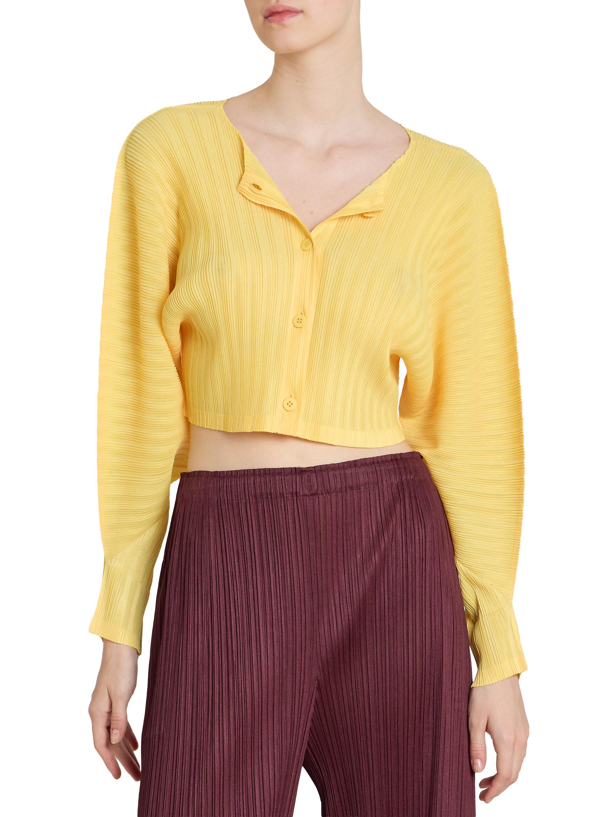 Pleats Please Issey Miyake Rib Pleats January Crop Cardigan | Saks