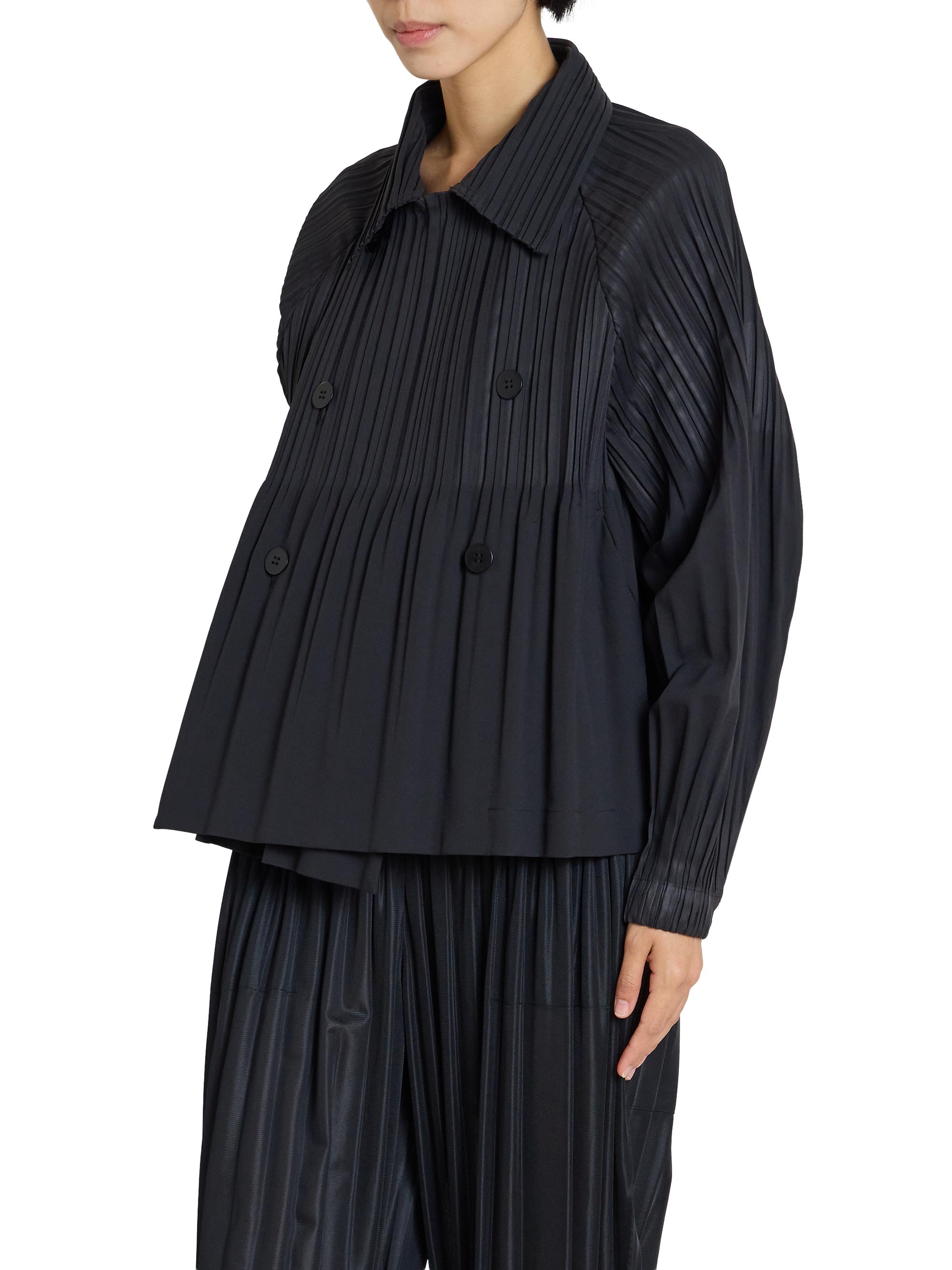Pleats Please Issey Miyake Smooth Pleat Double-Breasted Coat
