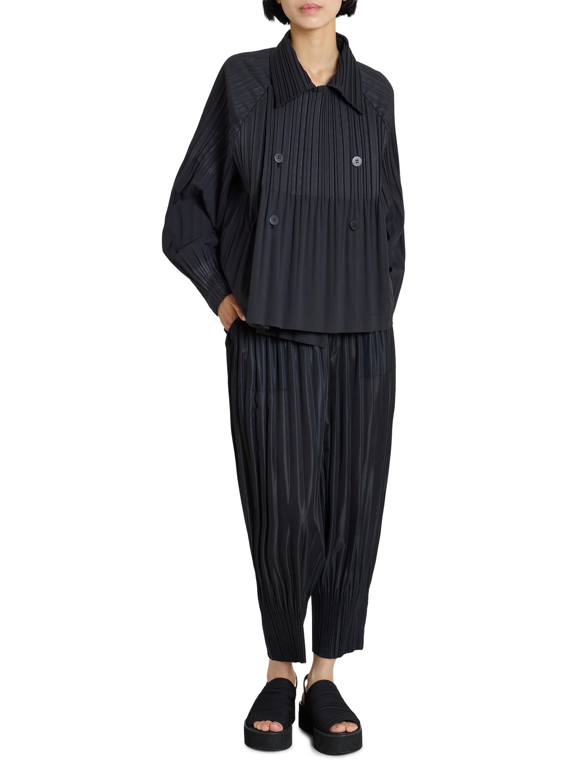 Pleats Please Issey Miyake Smooth Pleat Double-Breasted Coat