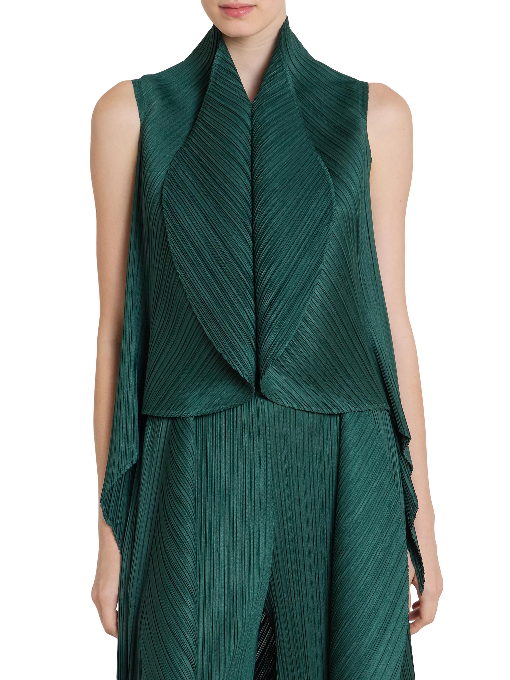 Pleats Please Issey Miyake Leaf Plissé Sleeveless Top | Saks Fifth