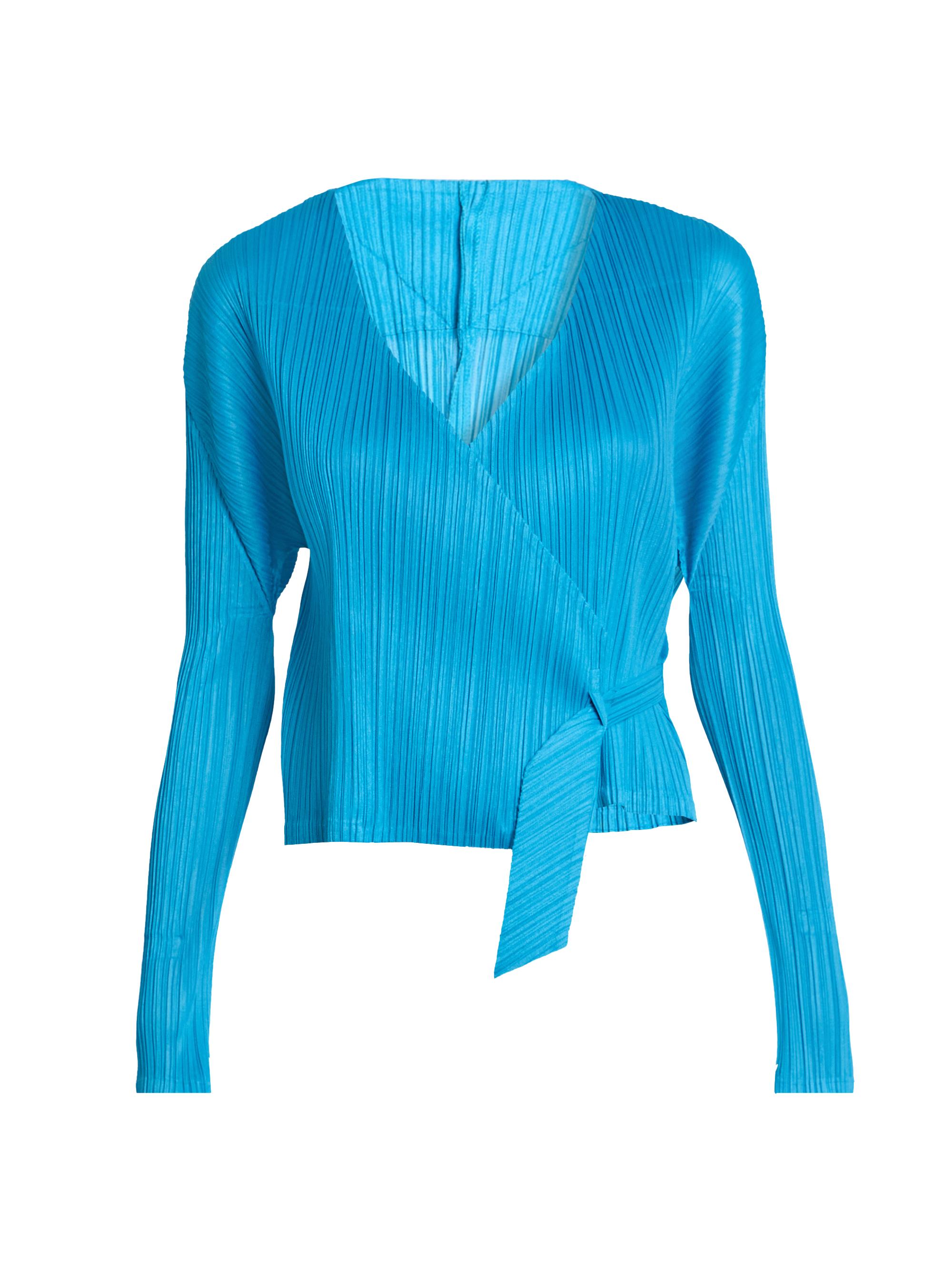 Pleats Please Issey Miyake Women's Facade Plissé Wrap Jacket - Saxe Blue