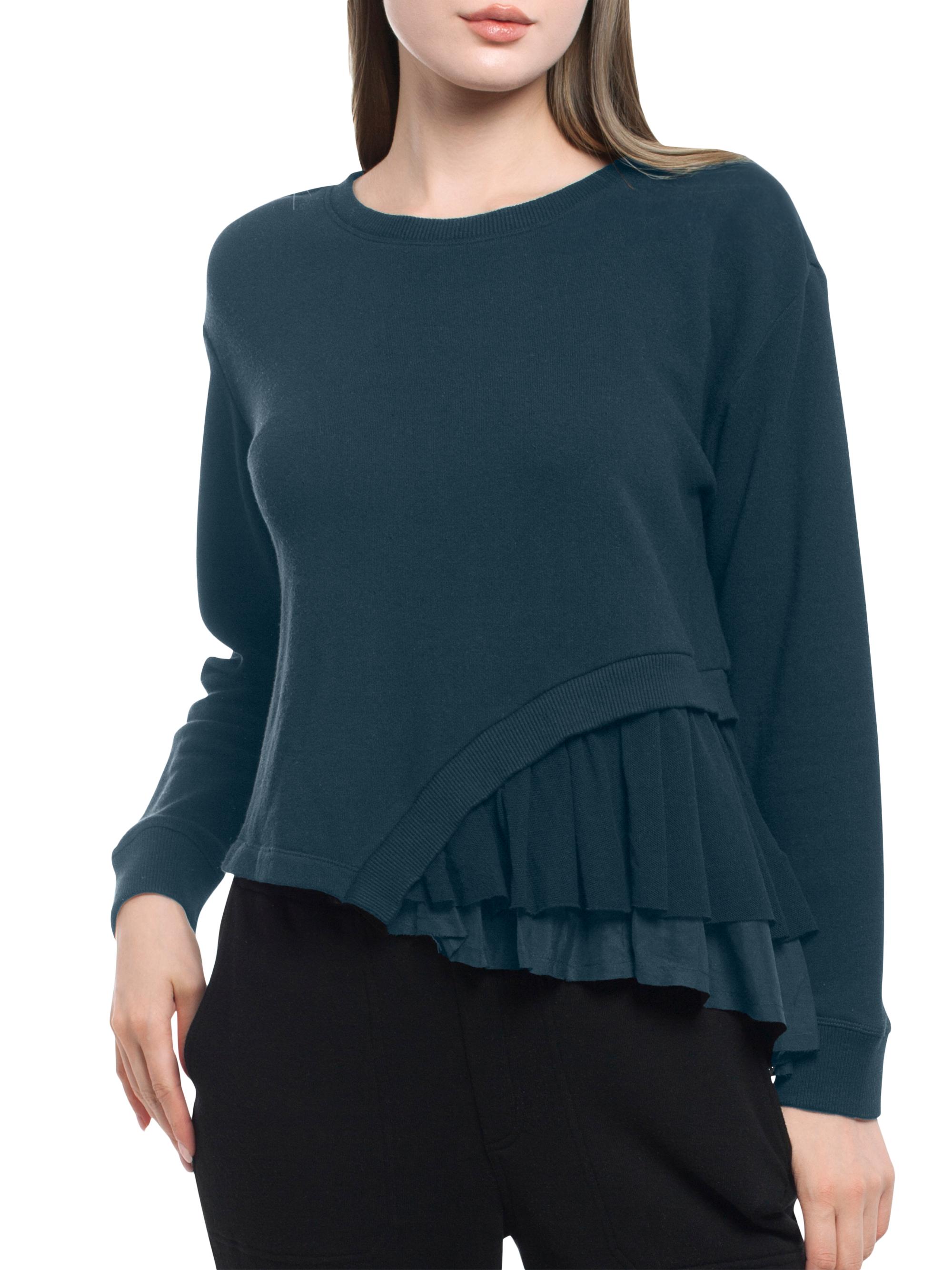 Wilt Women's Round Neck Mix Media Sweatshirt - Legion Blue