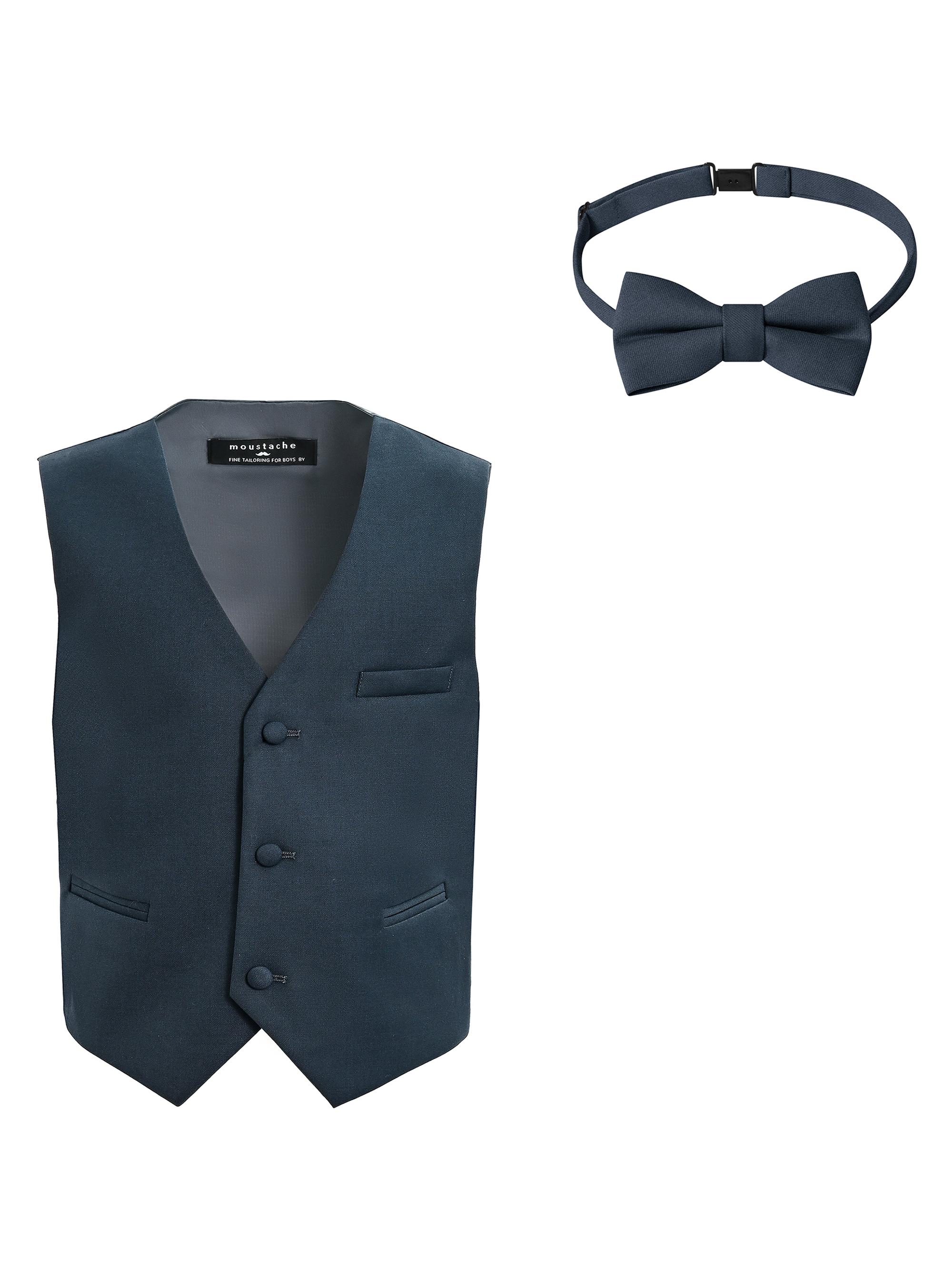 Moustache Little Boy's & Boy's Vest and Bow Tie Set - Navy