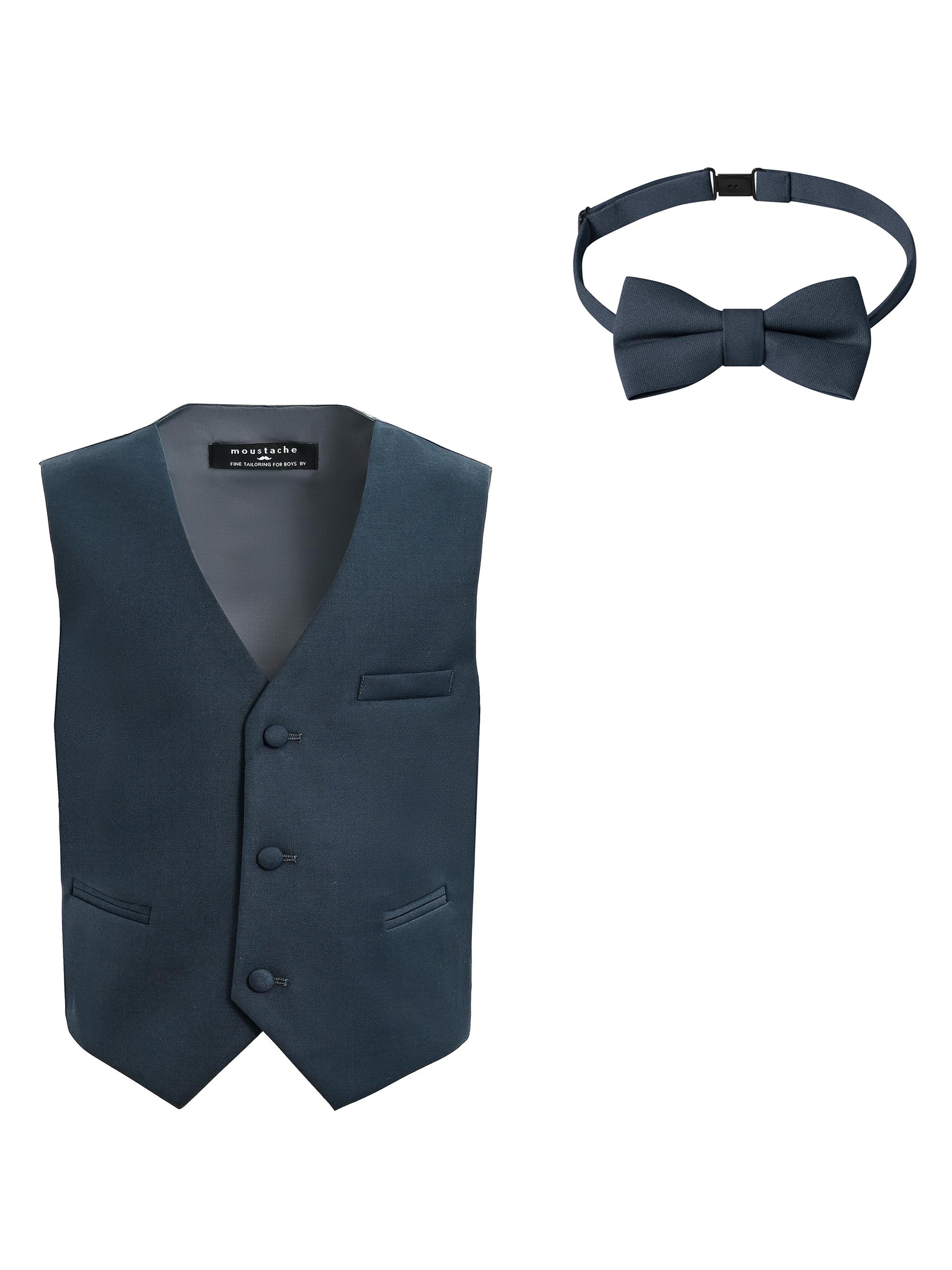 Moustache Little Boy's & Boy's Vest and Bow Tie Set - Blue