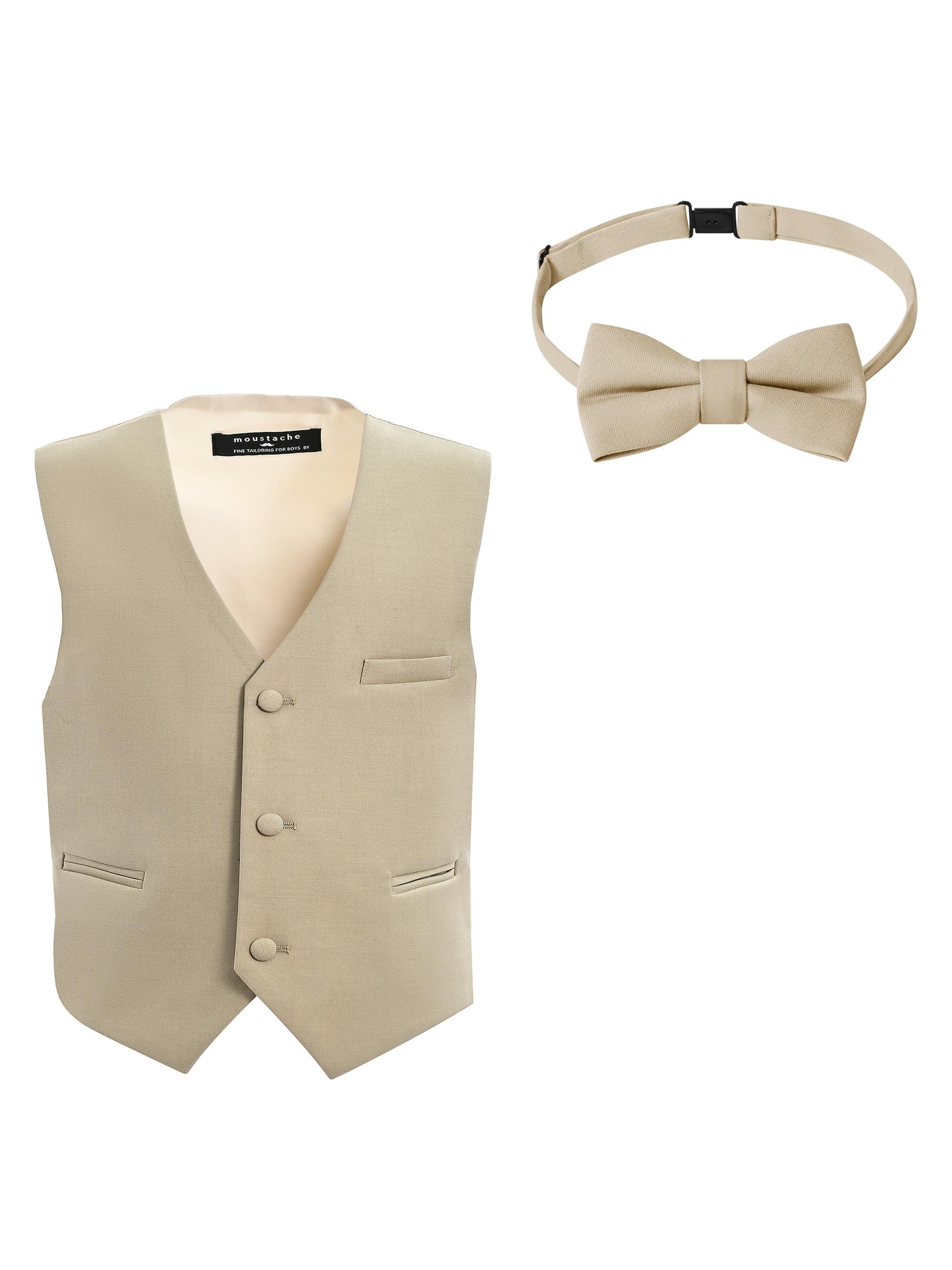 Moustache Little Boy's & Boy's Vest and Bow Tie Set - Beige