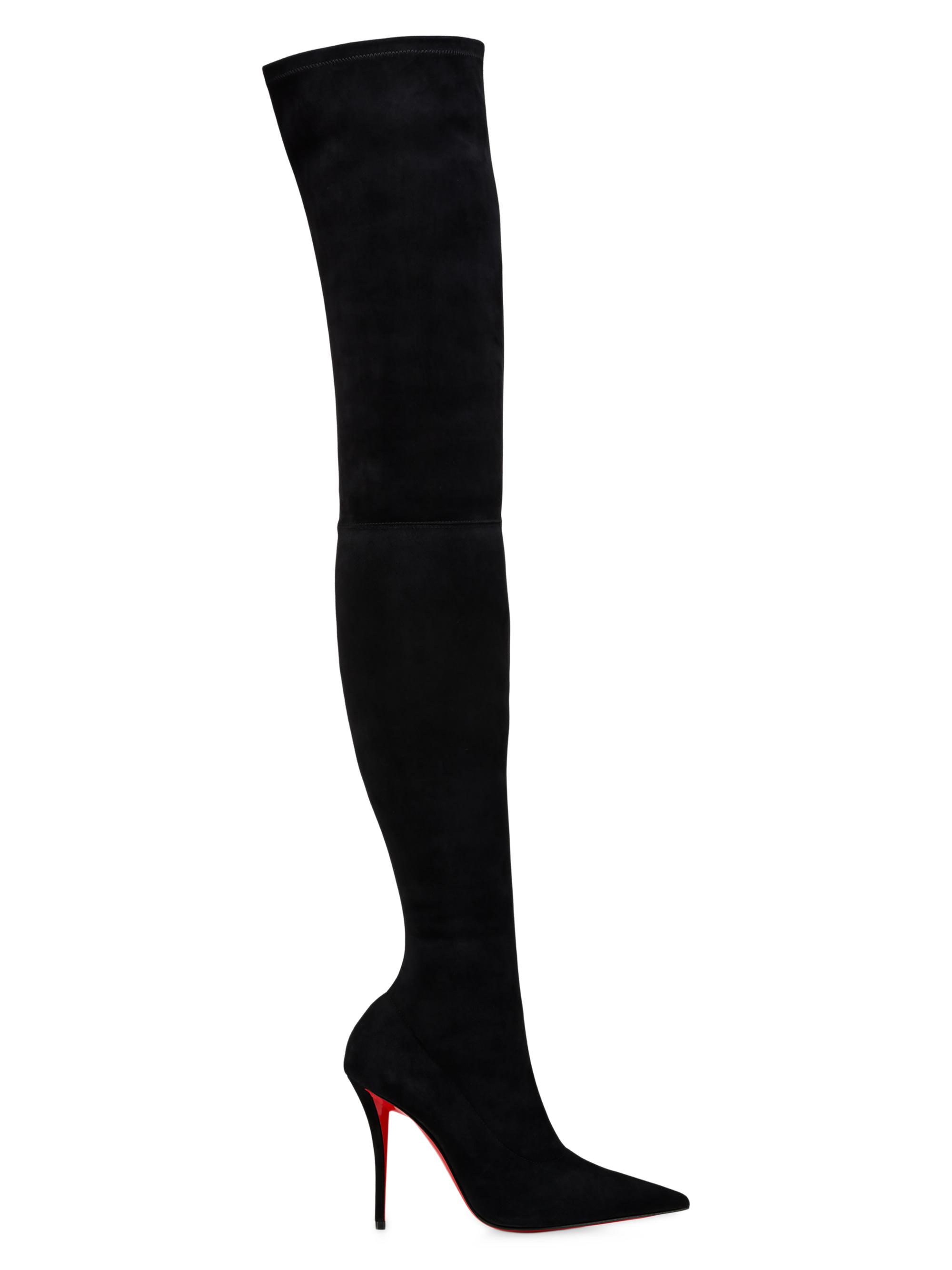 Christian Louboutin Women's Miss Z 100MM Botta Alta Knee High Boots - Black