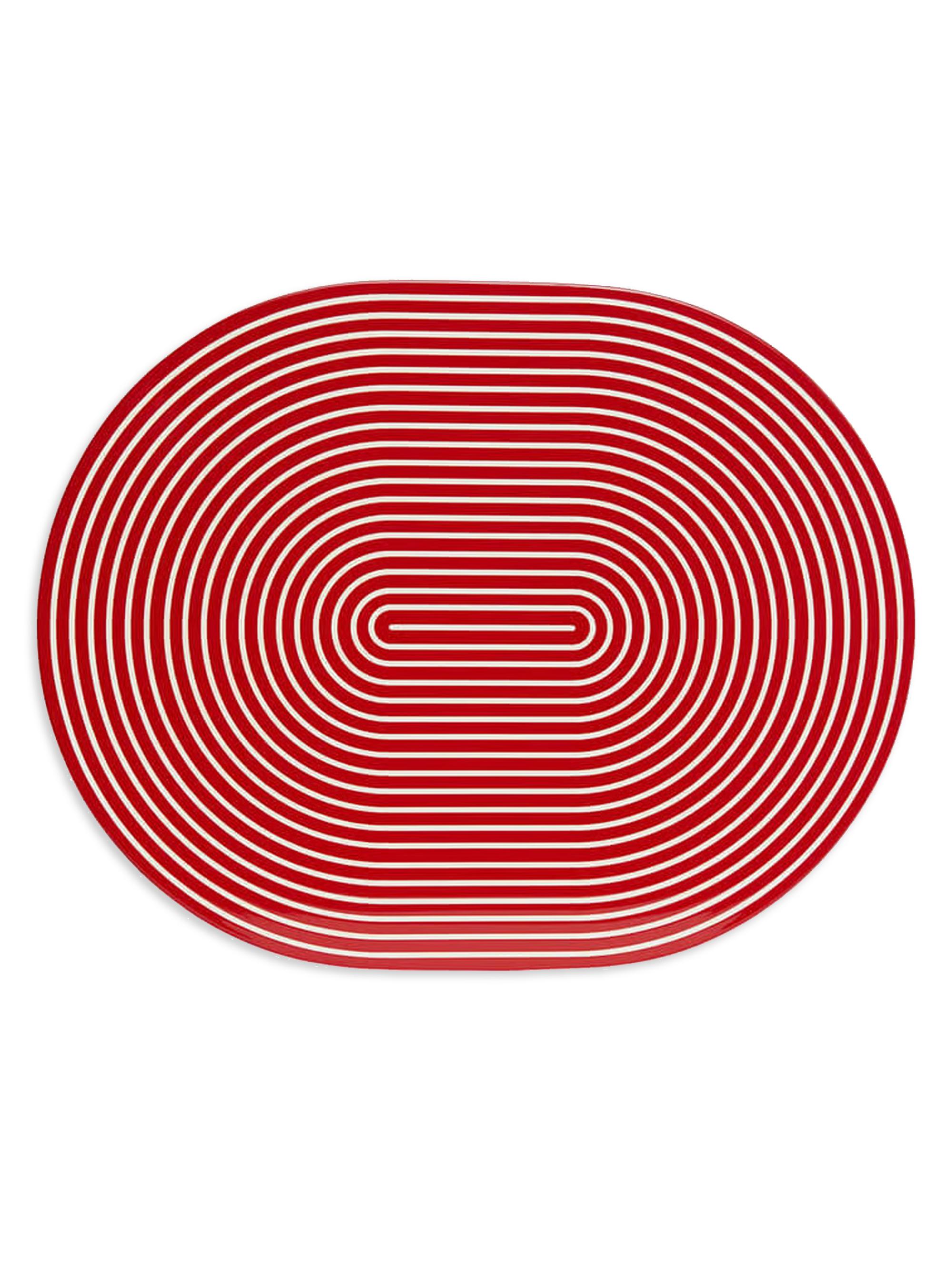 Von Gern Home Lacquer Stripe Placemats Set of 2 - Red White